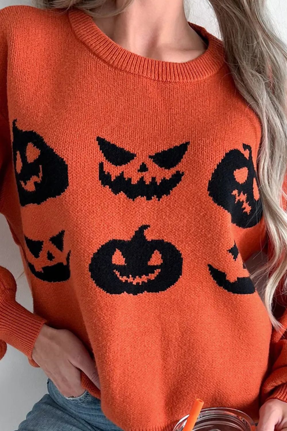 SORTYGO - Cozy Halloween Pumpkin Knit Sweater in