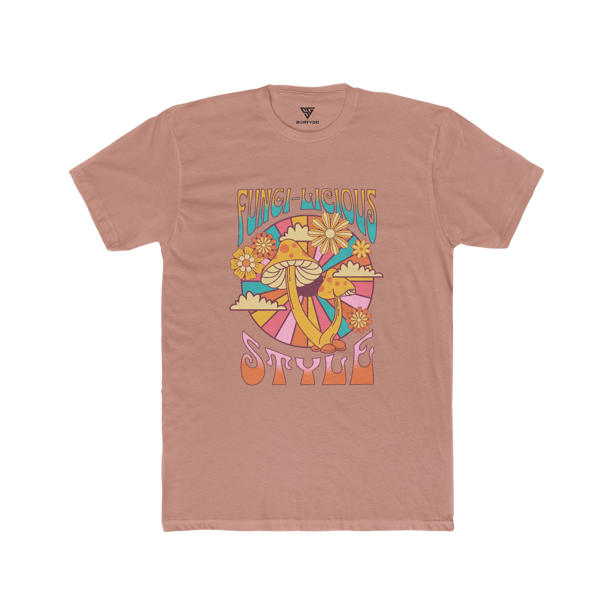 SORTYGO - Fungi-licious Style Men Fitted T-Shirt in Solid Desert Pink