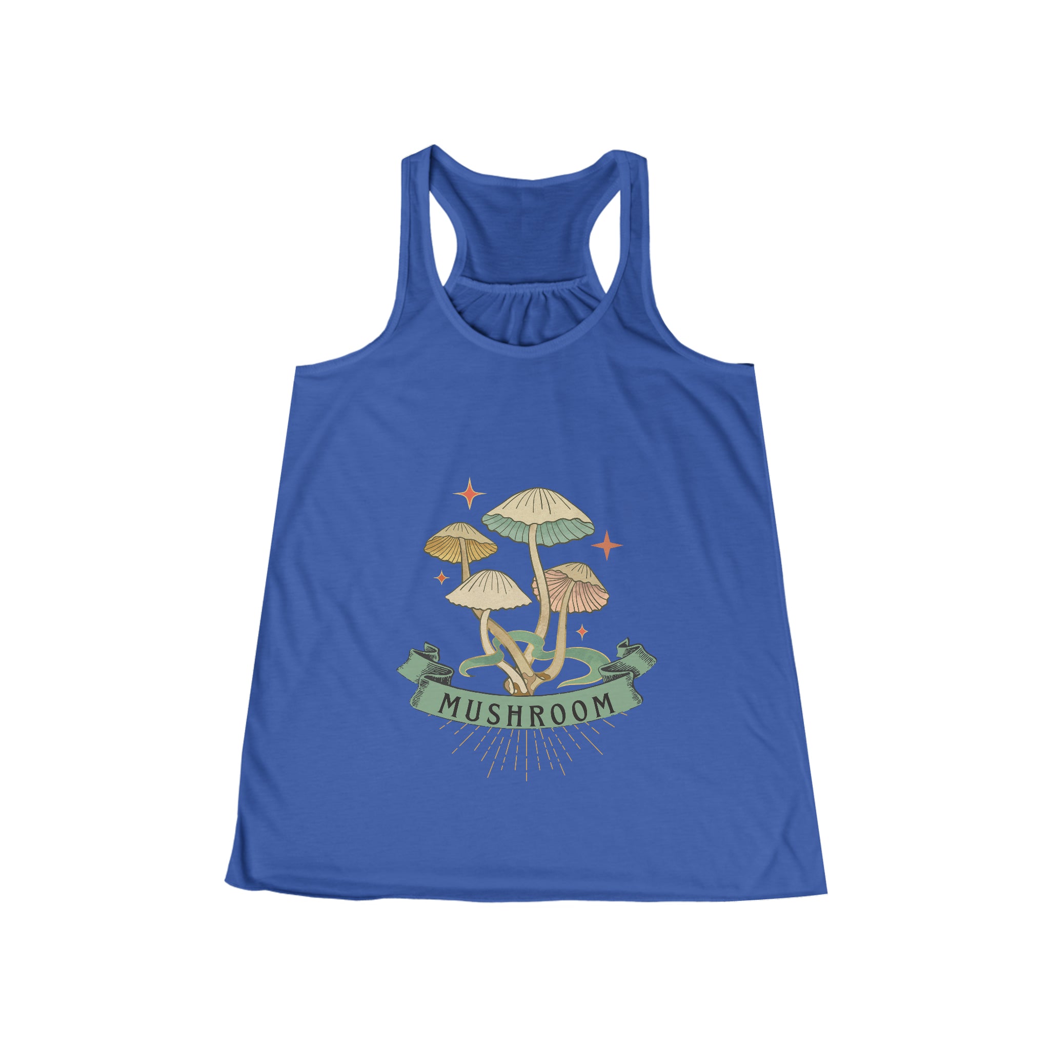 SORTYGO - Mushroom Women Flowy Racerback Tank in True Royal