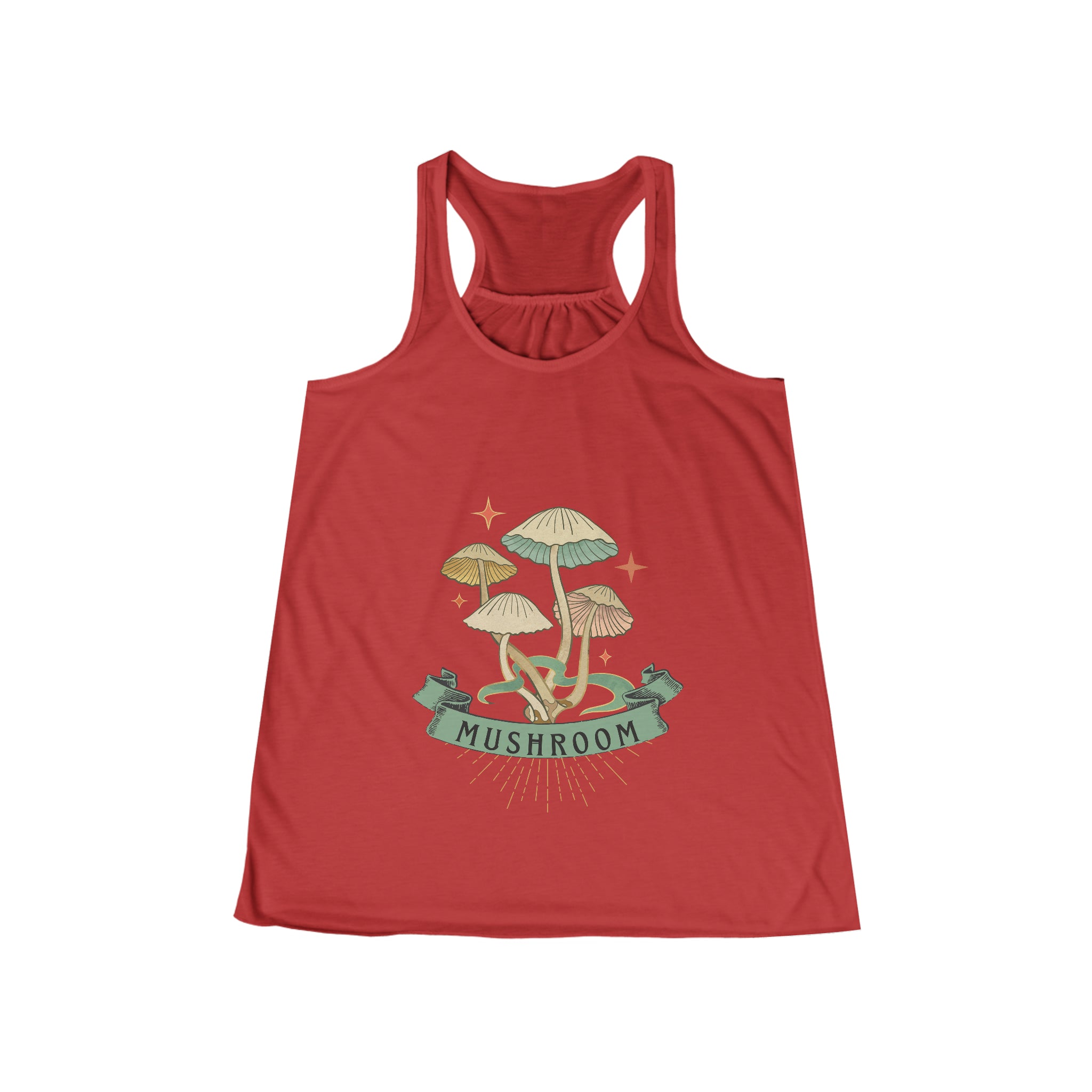 SORTYGO - Mushroom Women Flowy Racerback Tank in Red