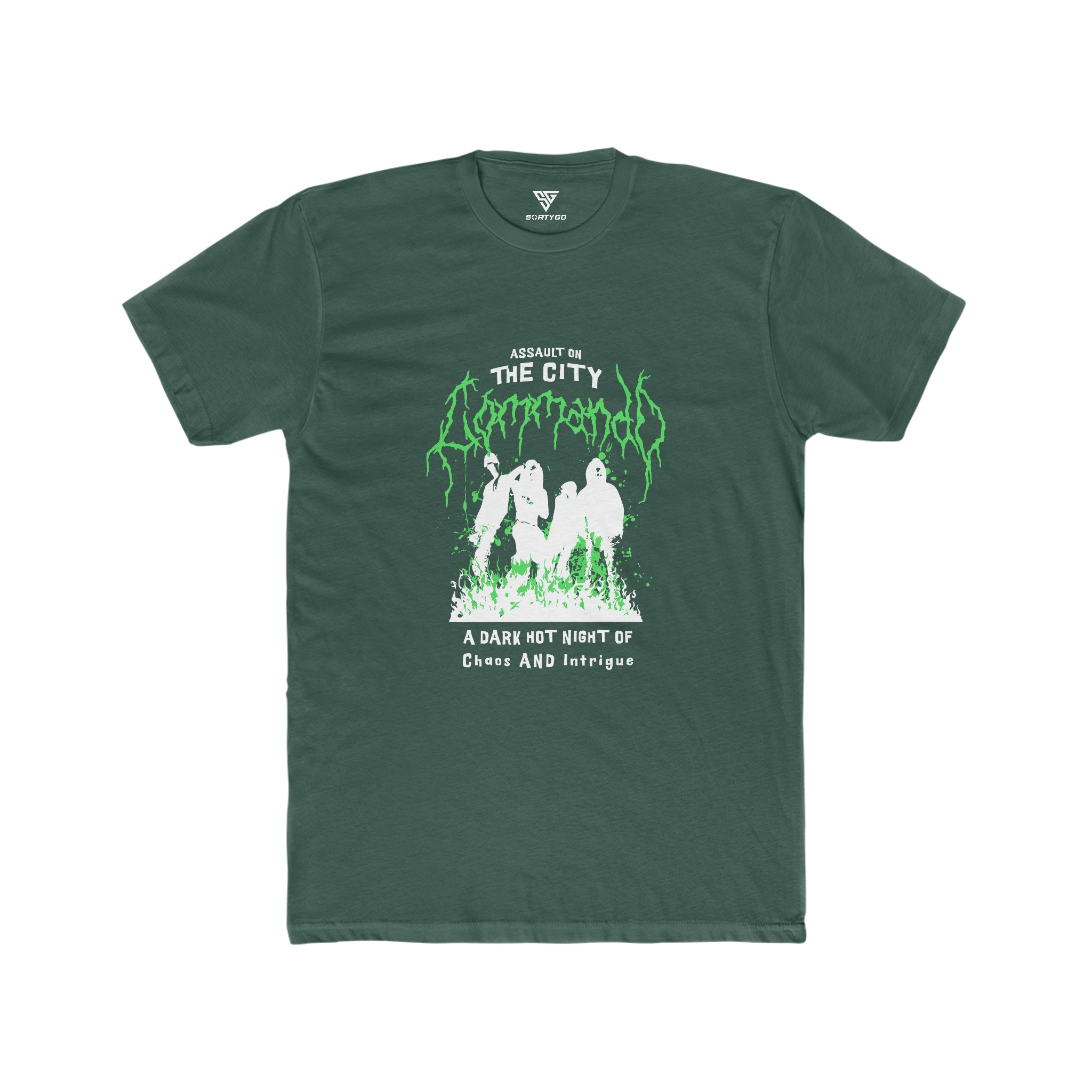 SORTYGO - On the City Men Fitted T-Shirt in Solid Forest Green