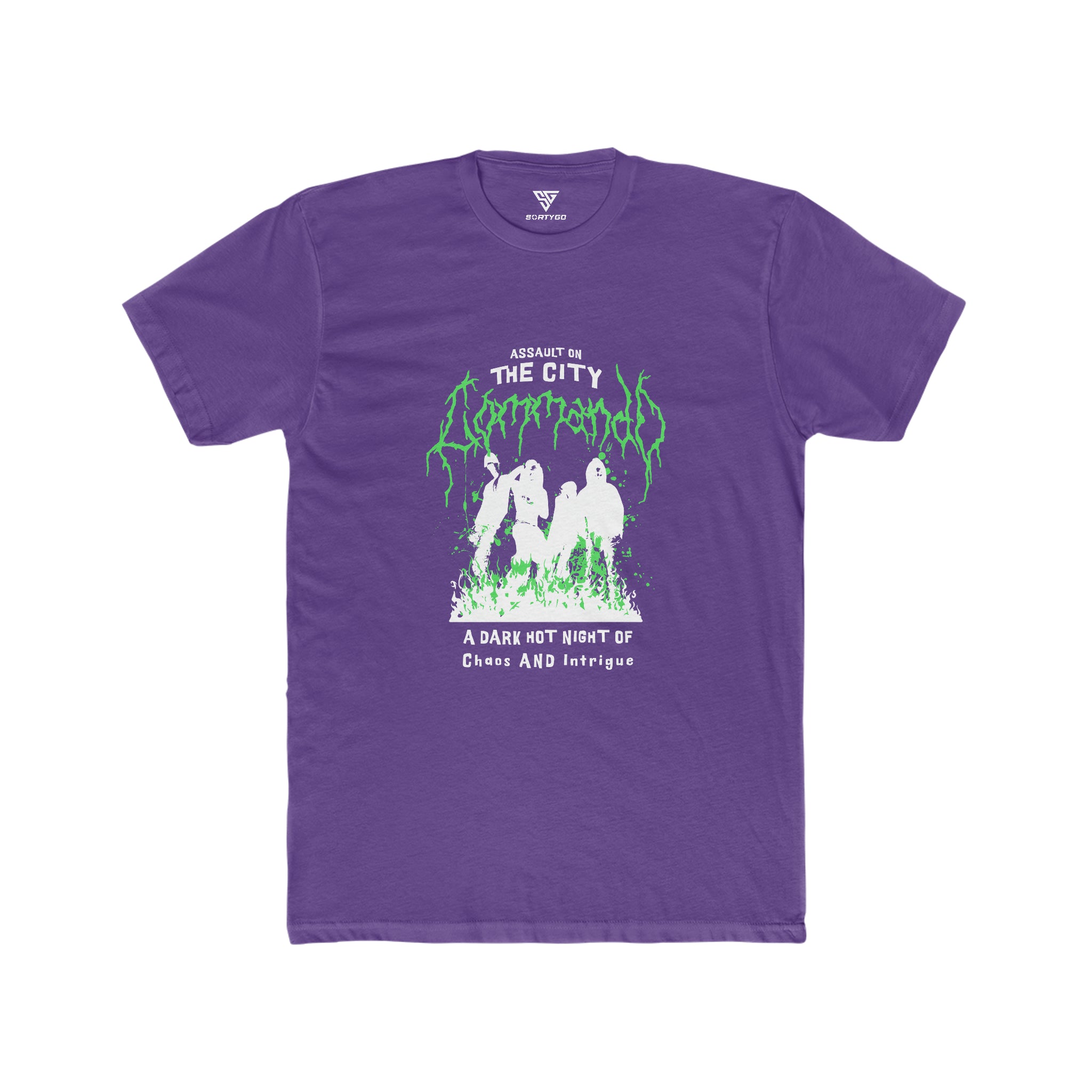 SORTYGO - On the City Men Fitted T-Shirt in Solid Purple Rush