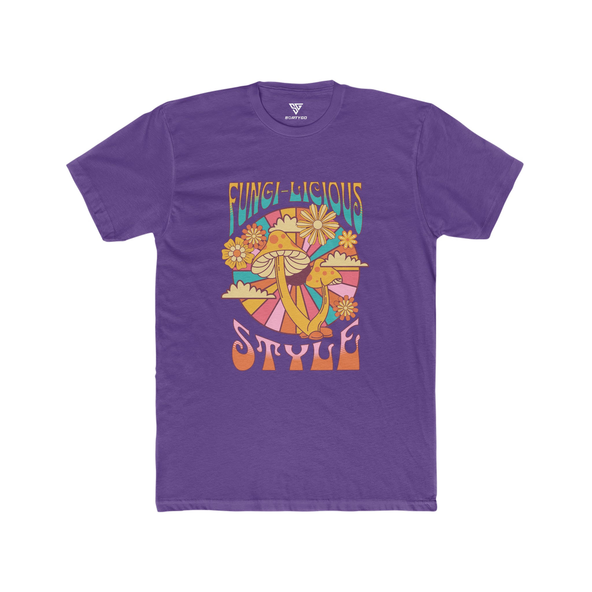 SORTYGO - Fungi-licious Style Men Fitted T-Shirt in Solid Purple Rush