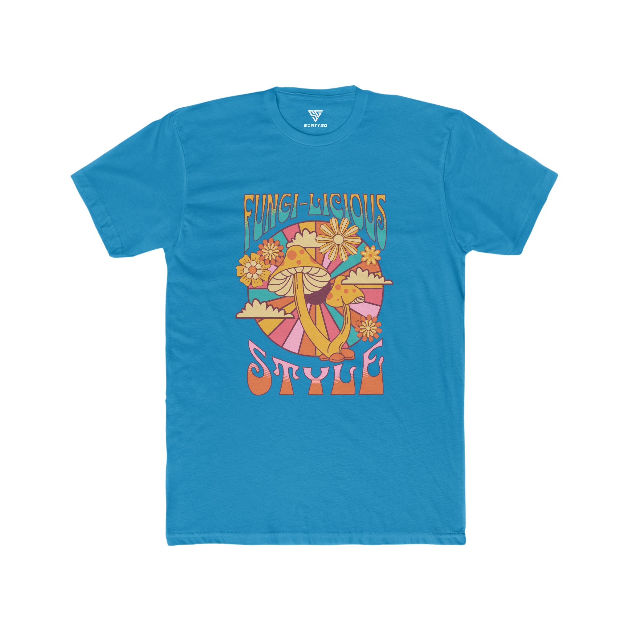 SORTYGO - Fungi-licious Style Men Fitted T-Shirt in Solid Turquoise