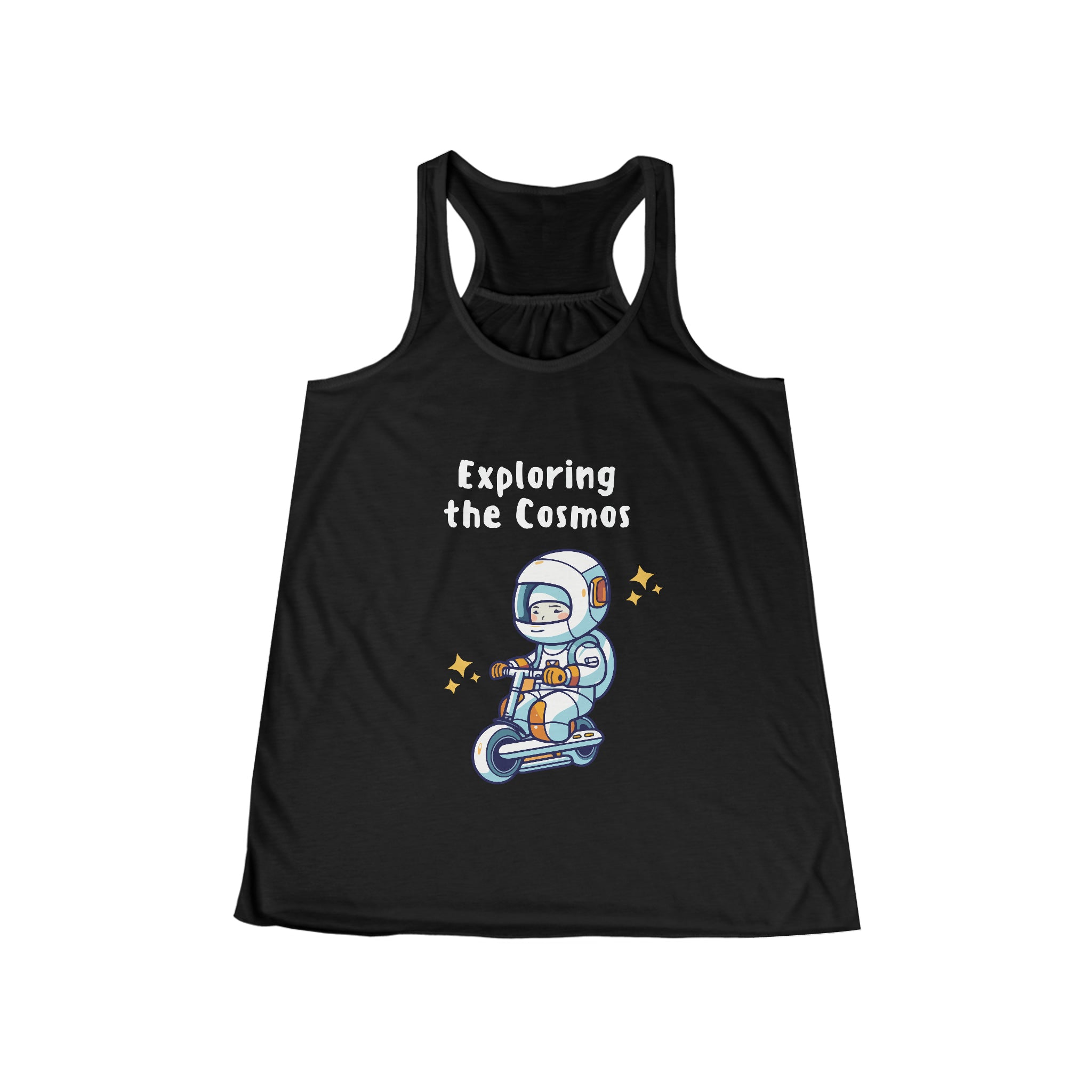 SORTYGO - Exploring The Cosmos Women Flowy Racerback Tank in Black