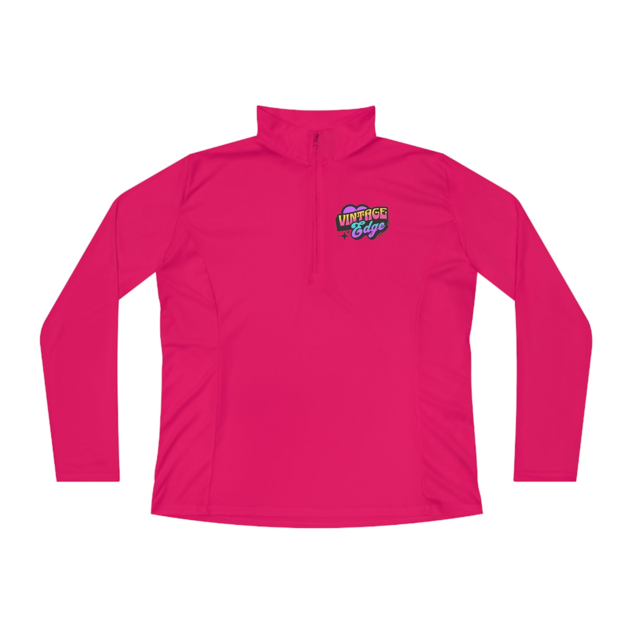 SORTYGO - Vintage Edge Women Quarter Zip Pullover in Pink Raspberry S