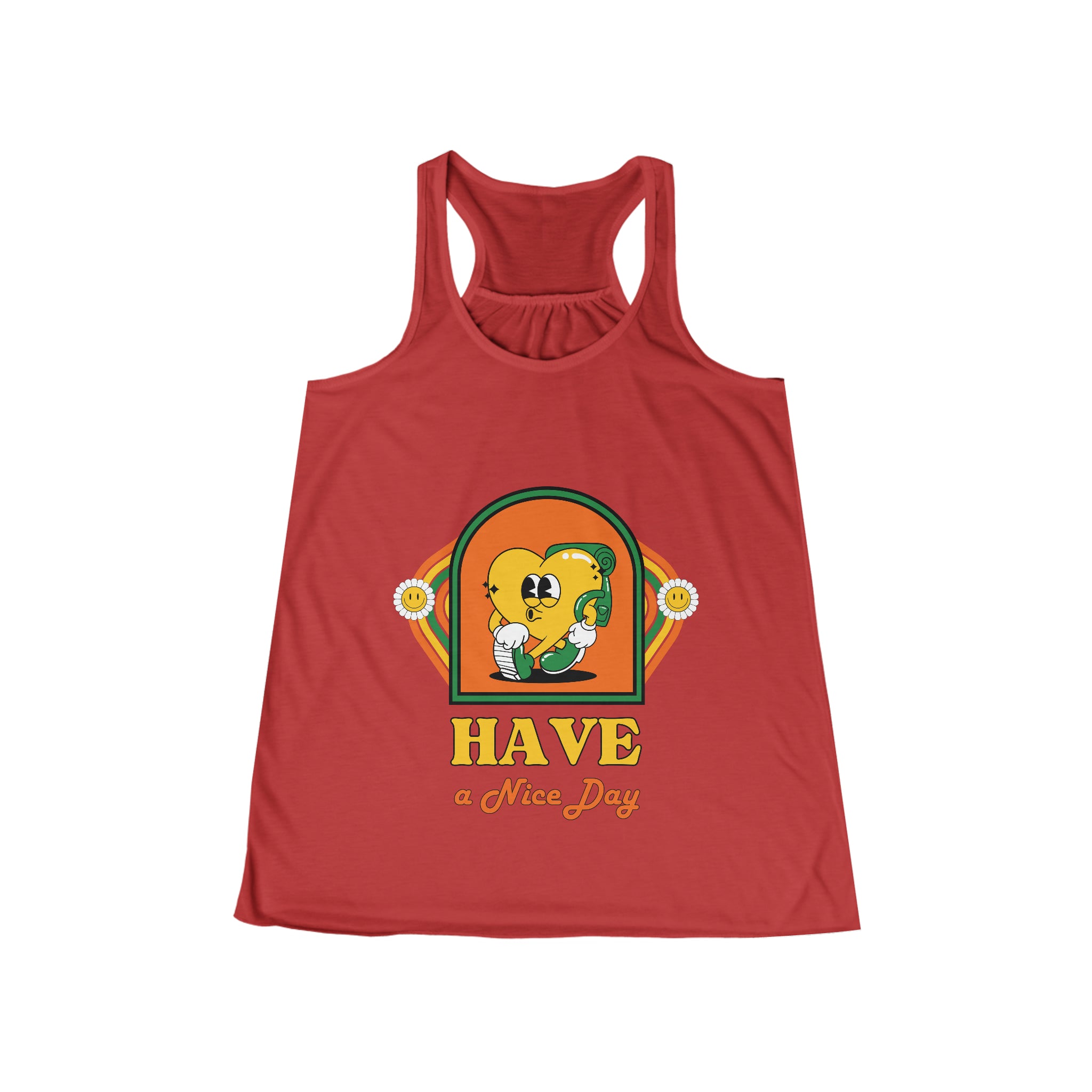 SORTYGO - Have a Nice Day Women Flowy Racerback Tank in Red