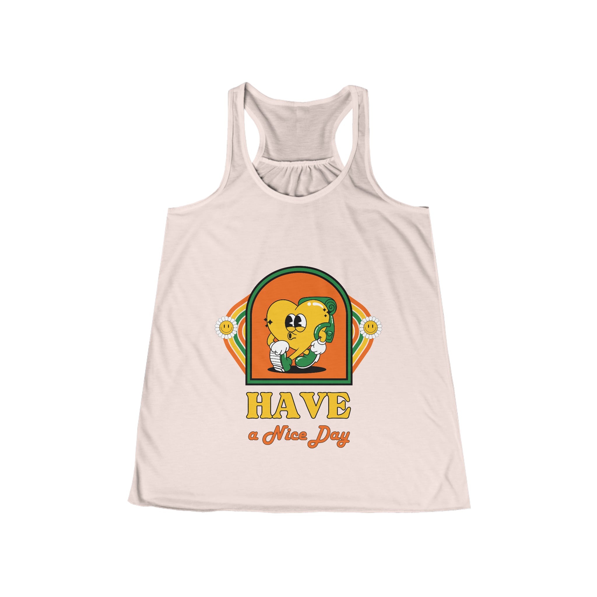 SORTYGO - Have a Nice Day Women Flowy Racerback Tank in Soft Pink