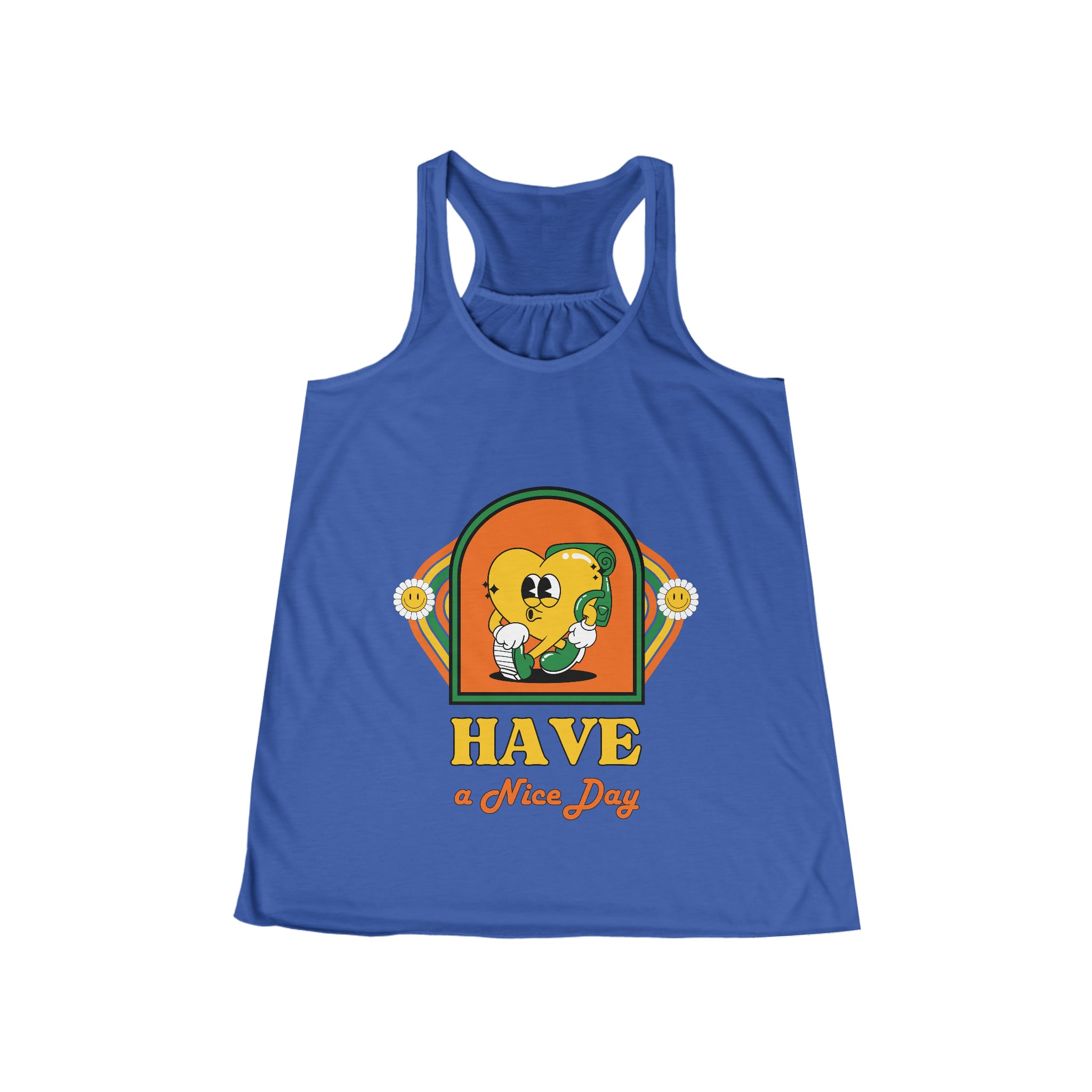 SORTYGO - Have a Nice Day Women Flowy Racerback Tank in True Royal