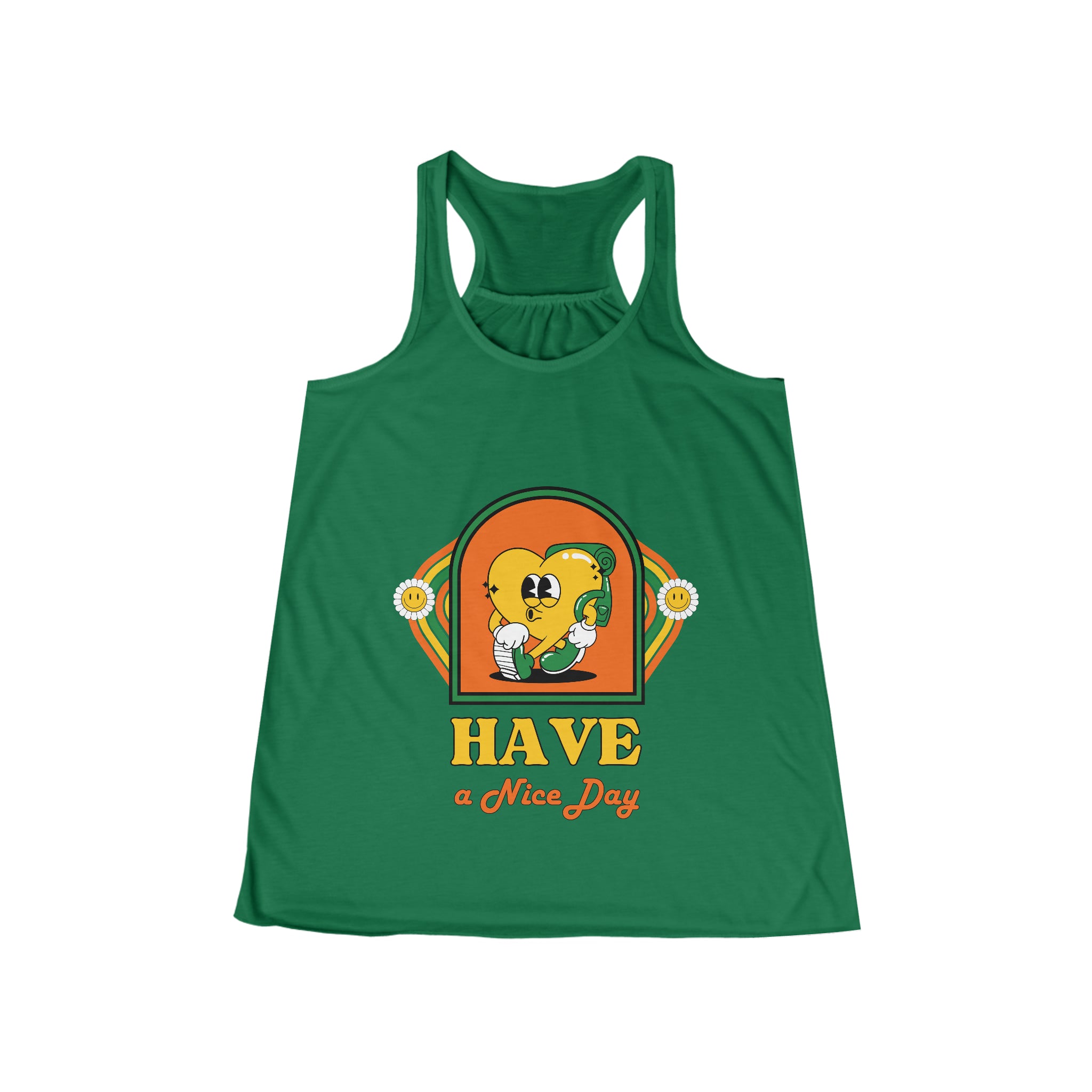 SORTYGO - Have a Nice Day Women Flowy Racerback Tank in Kelly