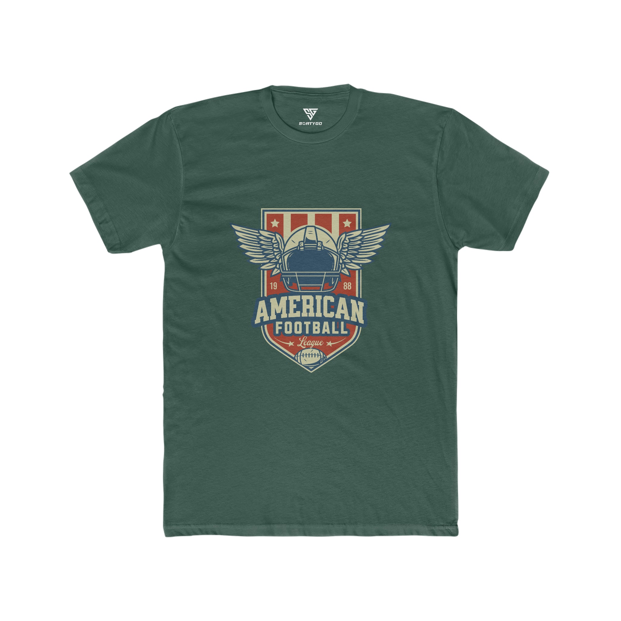 SORTYGO - American Football League Men Fitted T-Shirt in Solid Forest Green