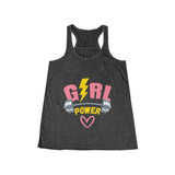 SORTYGO - Girl Power Women Flowy Racerback Tank in Dark Grey Heather