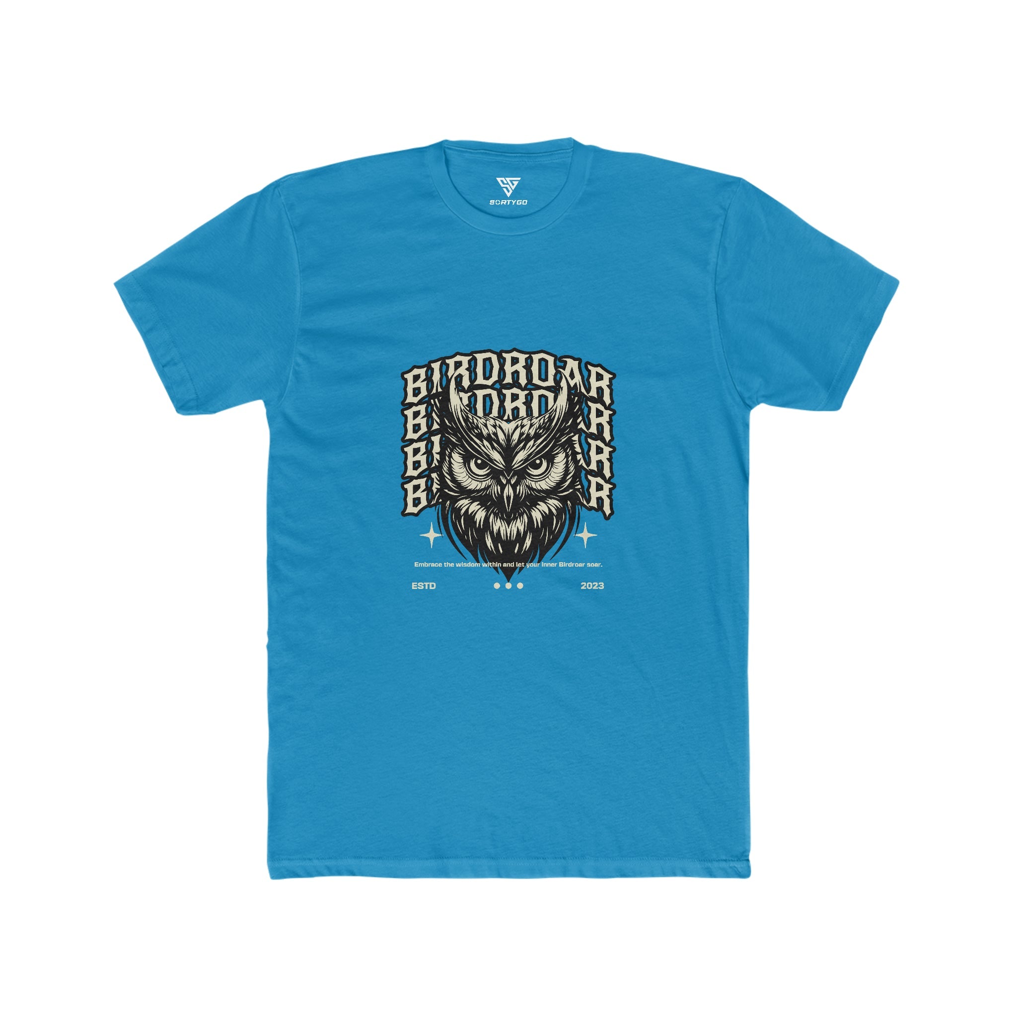 SORTYGO - Birdroar Men Fitted T-Shirt in Solid Turquoise