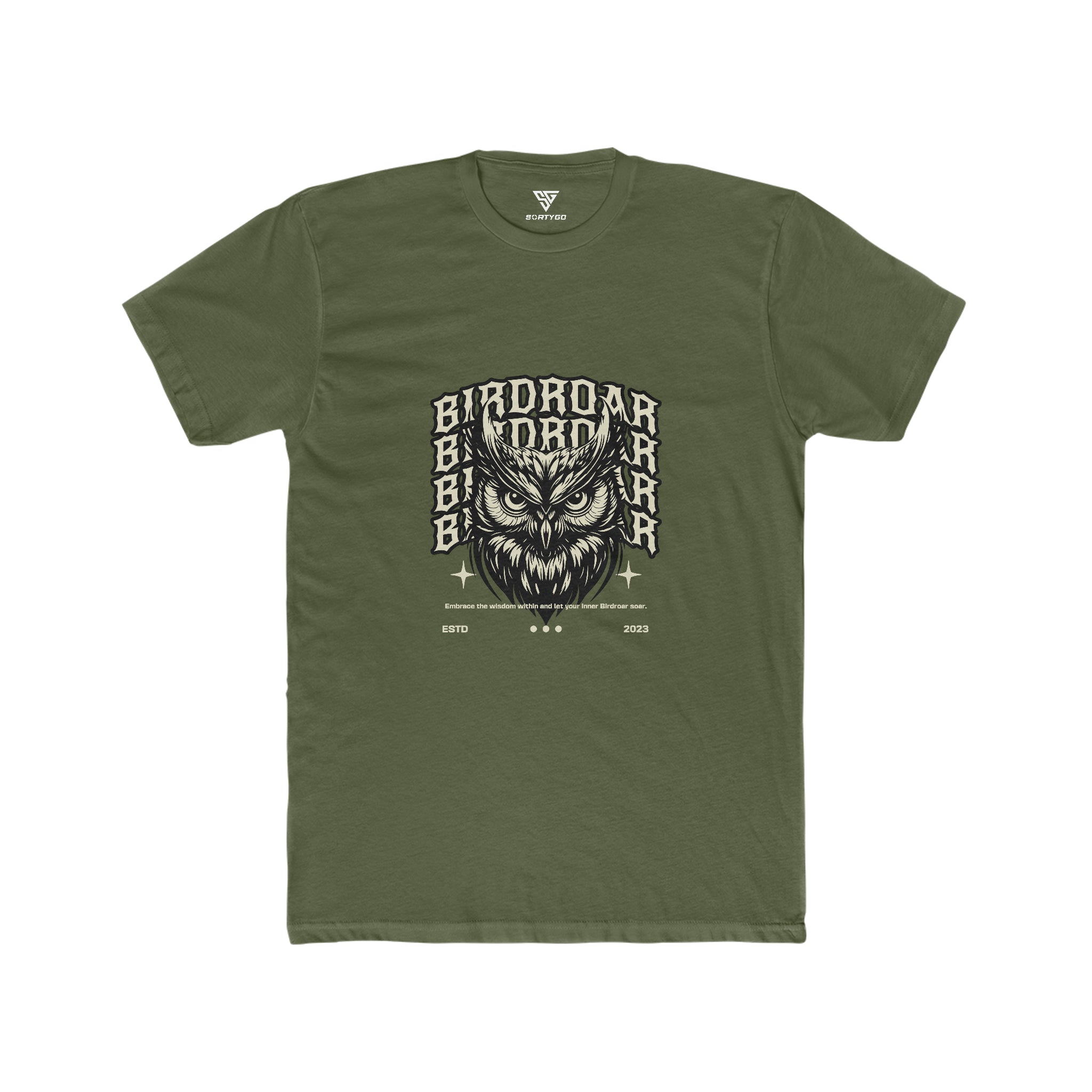 SORTYGO - Birdroar Men Fitted T-Shirt in Solid Military Green