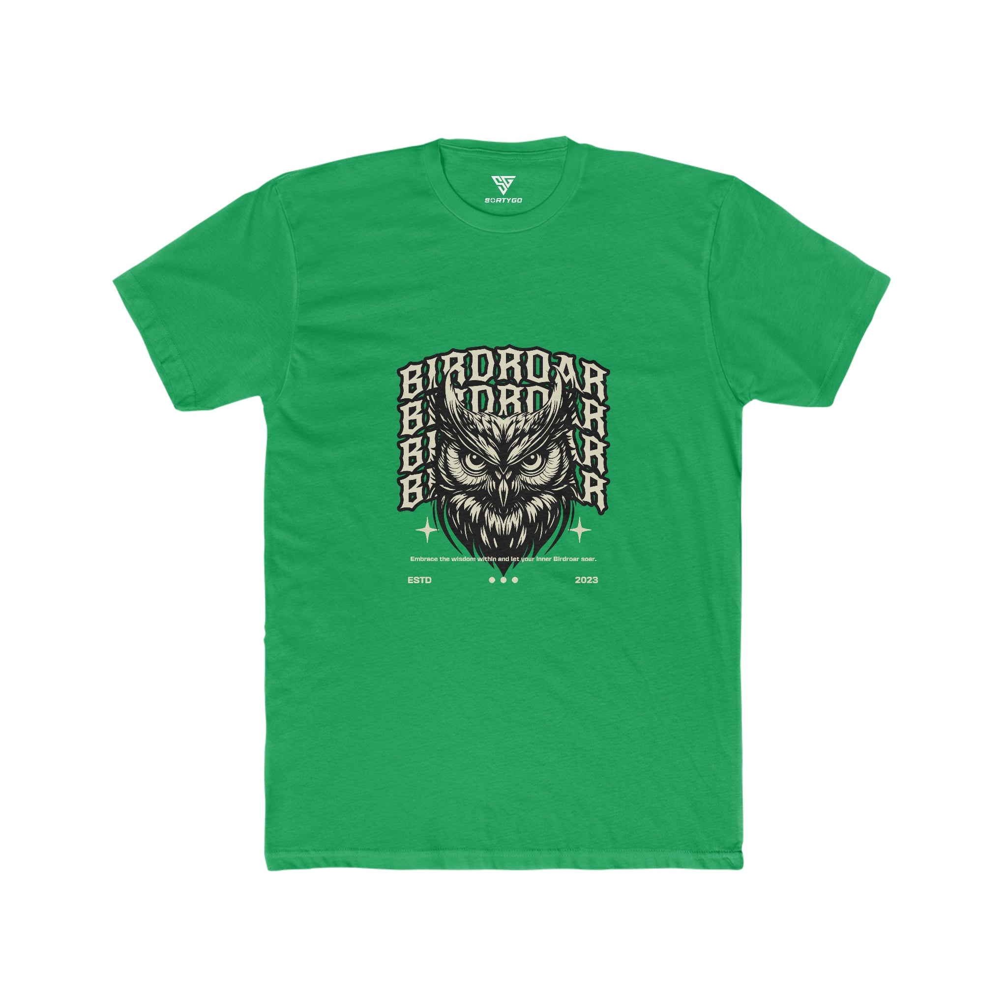 SORTYGO - Birdroar Men Fitted T-Shirt in Solid Kelly Green