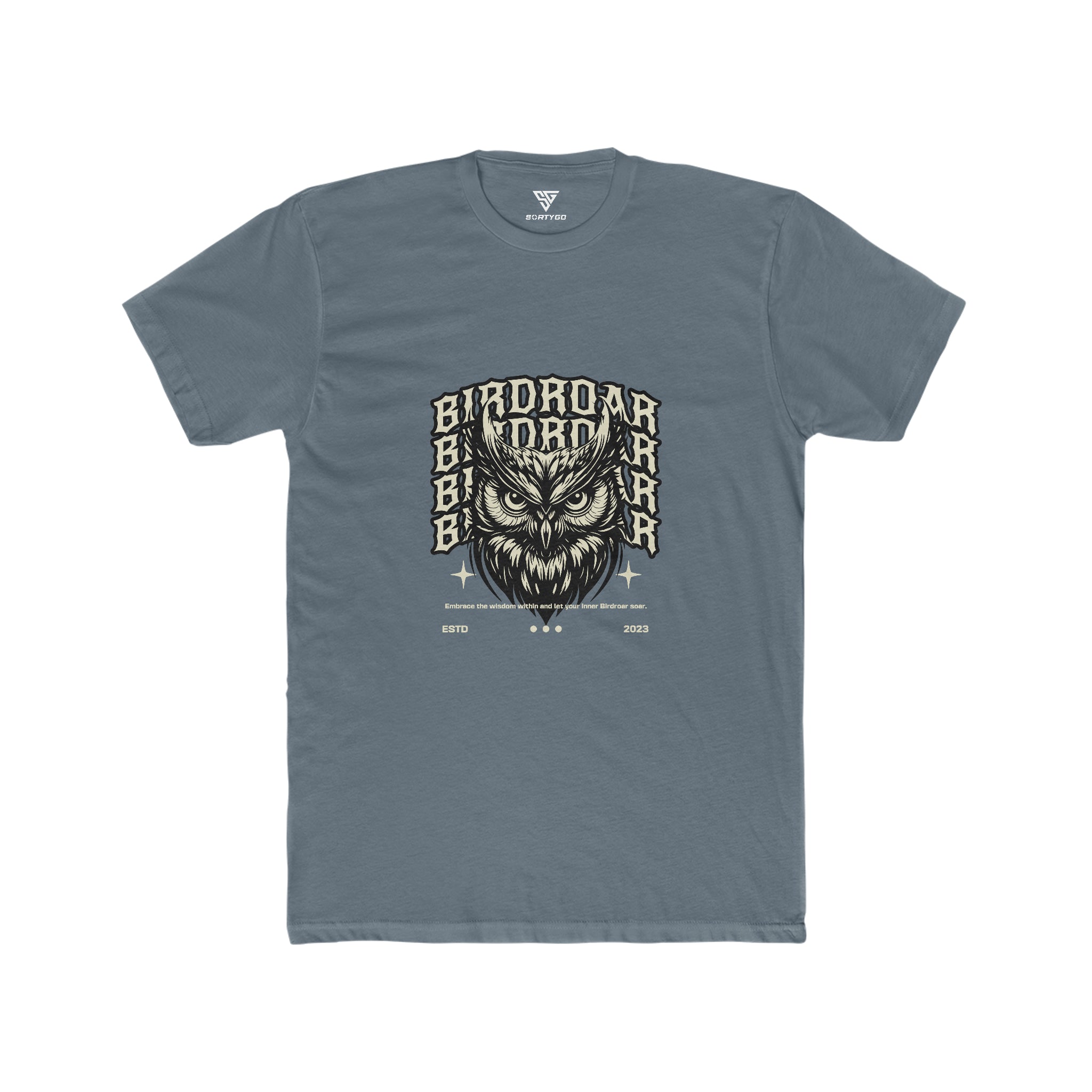 SORTYGO - Birdroar Men Fitted T-Shirt in Solid Indigo