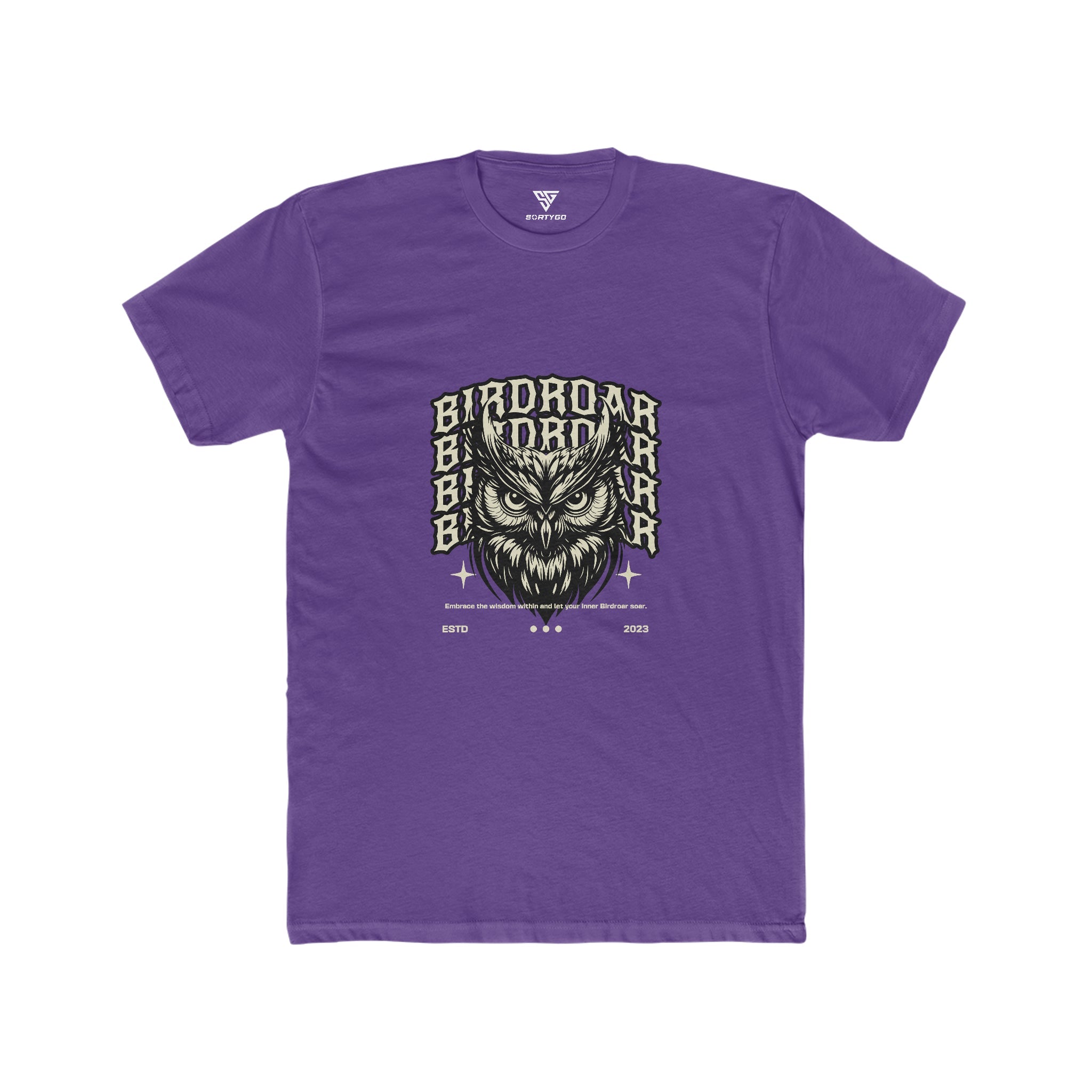SORTYGO - Birdroar Men Fitted T-Shirt in Solid Purple Rush