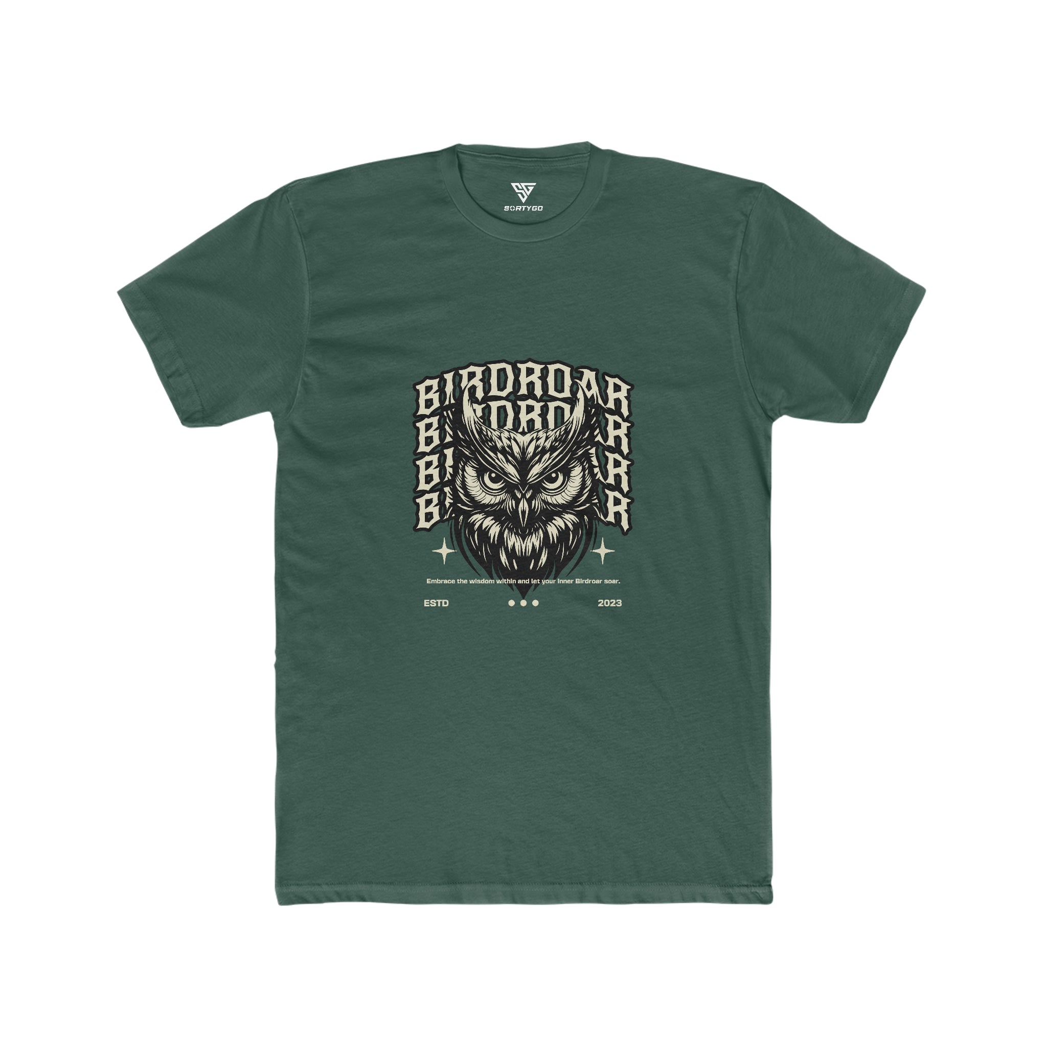 SORTYGO - Birdroar Men Fitted T-Shirt in Solid Forest Green