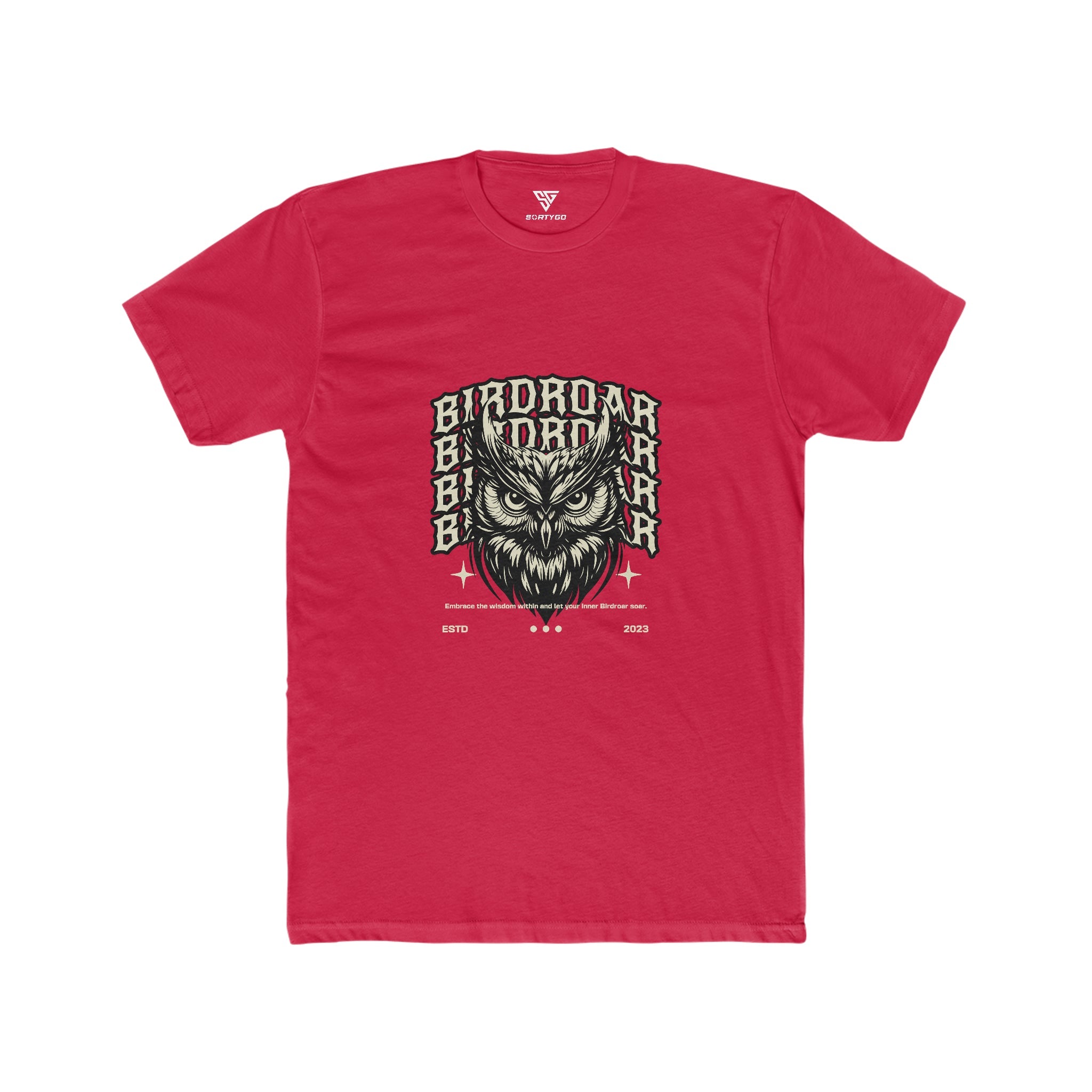 SORTYGO - Birdroar Men Fitted T-Shirt in Solid Red
