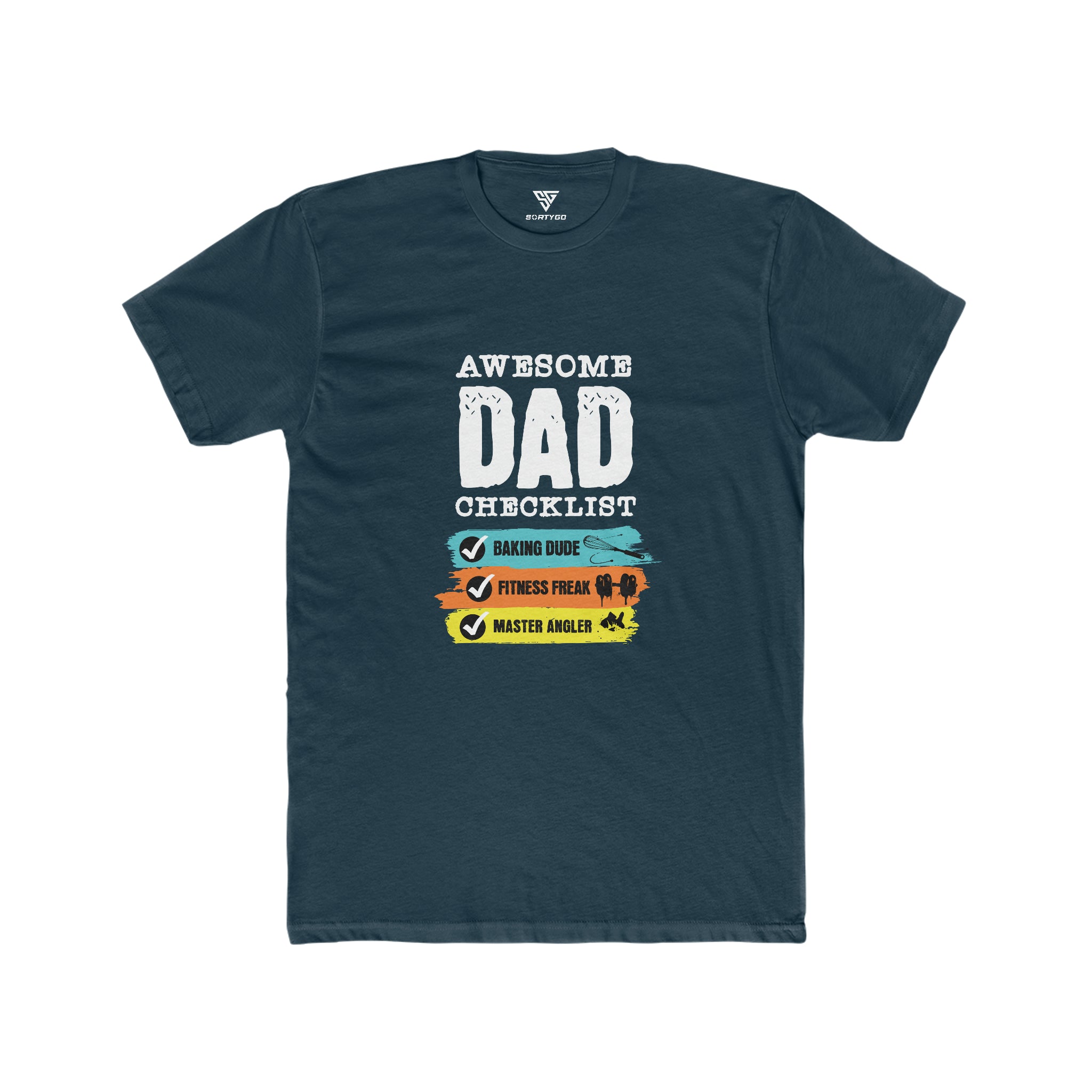 SORTYGO - Awesome Dad Men Fitted T-Shirt in Solid Midnight Navy