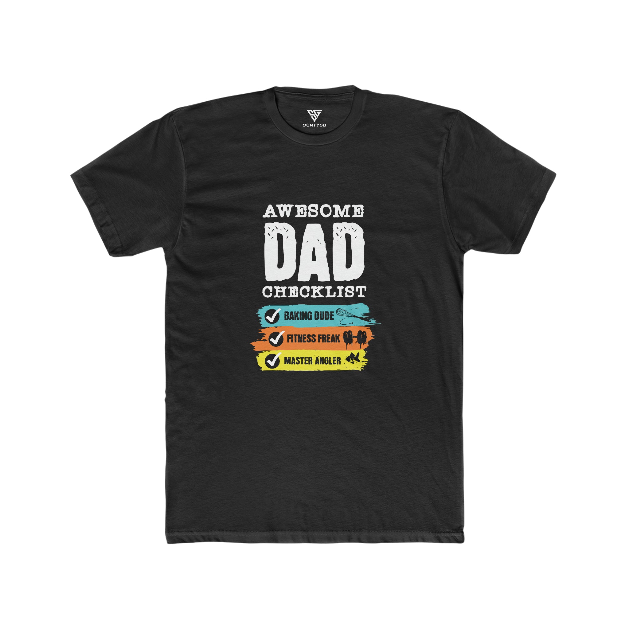 SORTYGO - Awesome Dad Men Fitted T-Shirt in Solid Black
