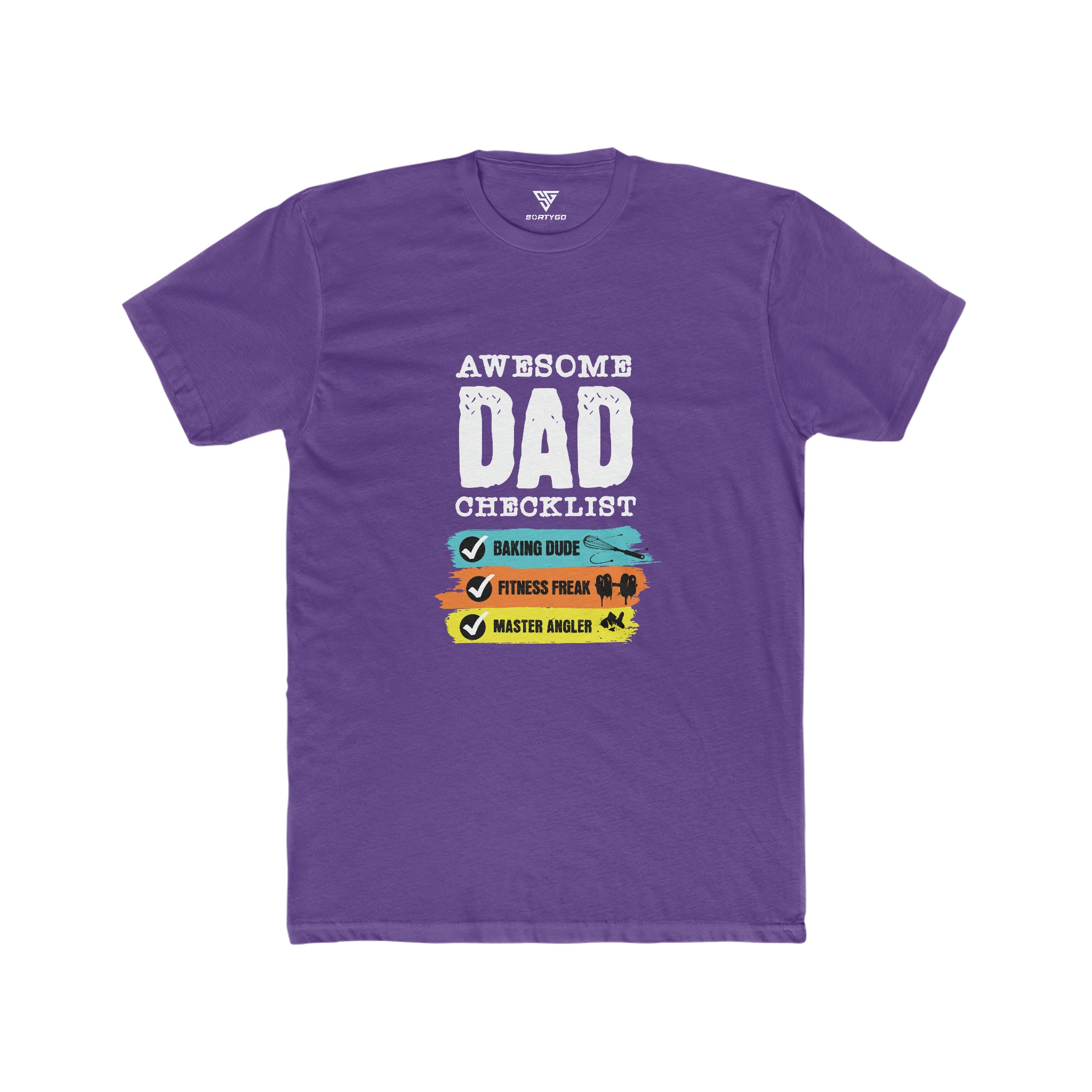 SORTYGO - Awesome Dad Men Fitted T-Shirt in Solid Purple Rush