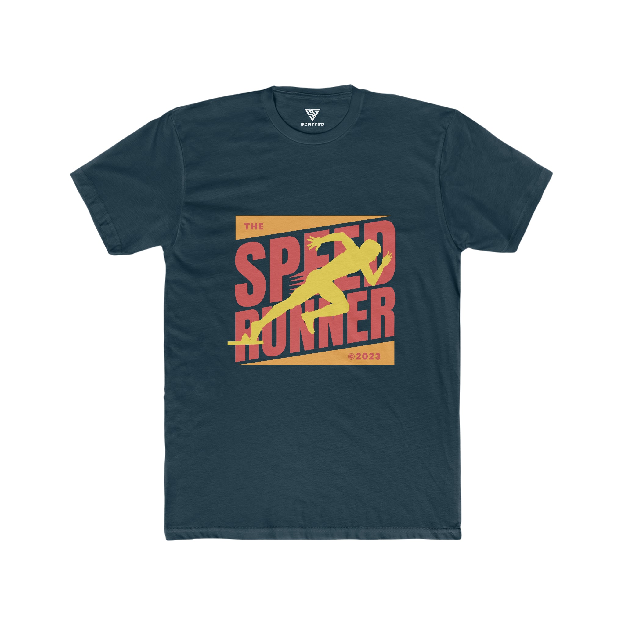 SORTYGO - Speed Runner Men Fitted T-Shirt in Solid Midnight Navy