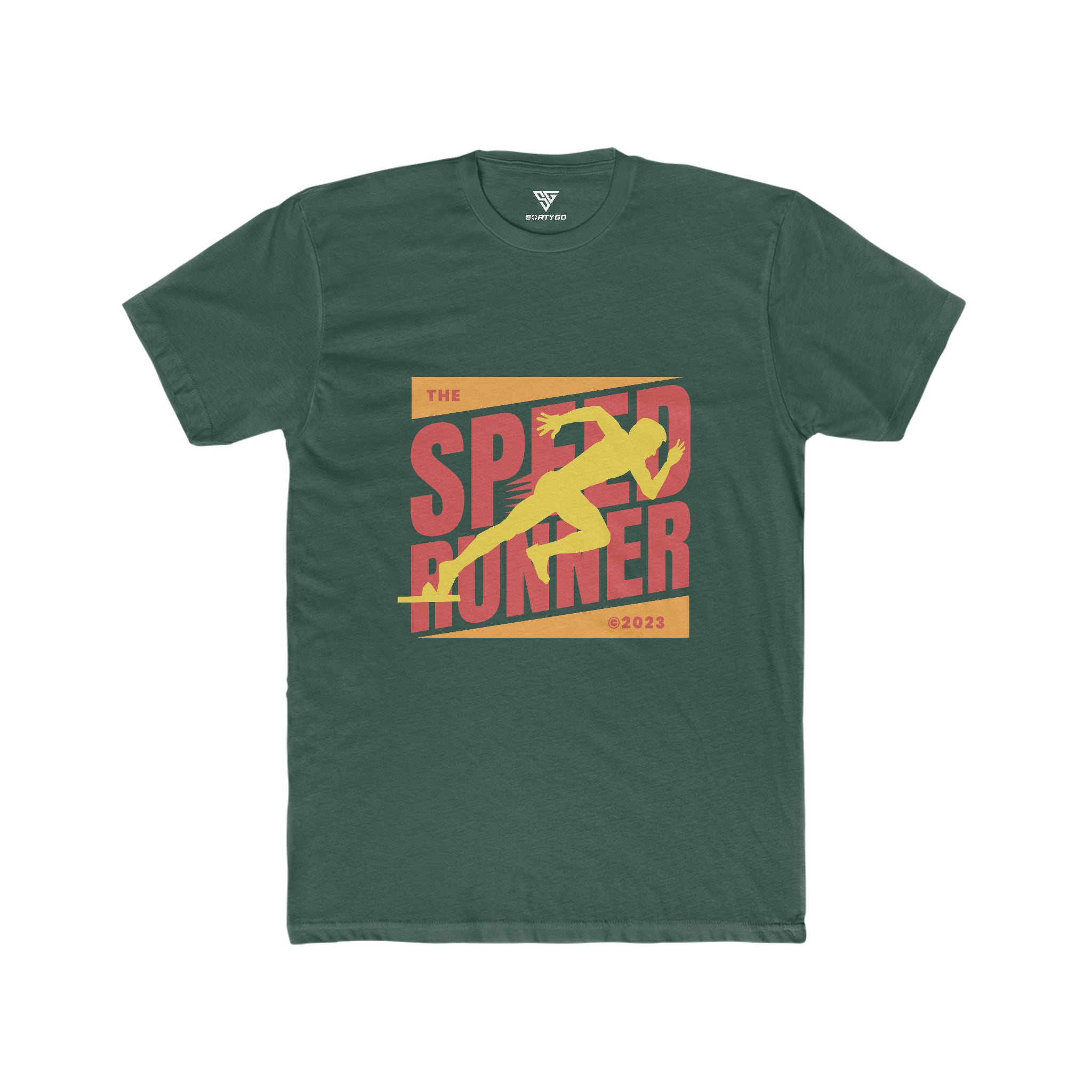 SORTYGO - Speed Runner Men Fitted T-Shirt in Solid Forest Green