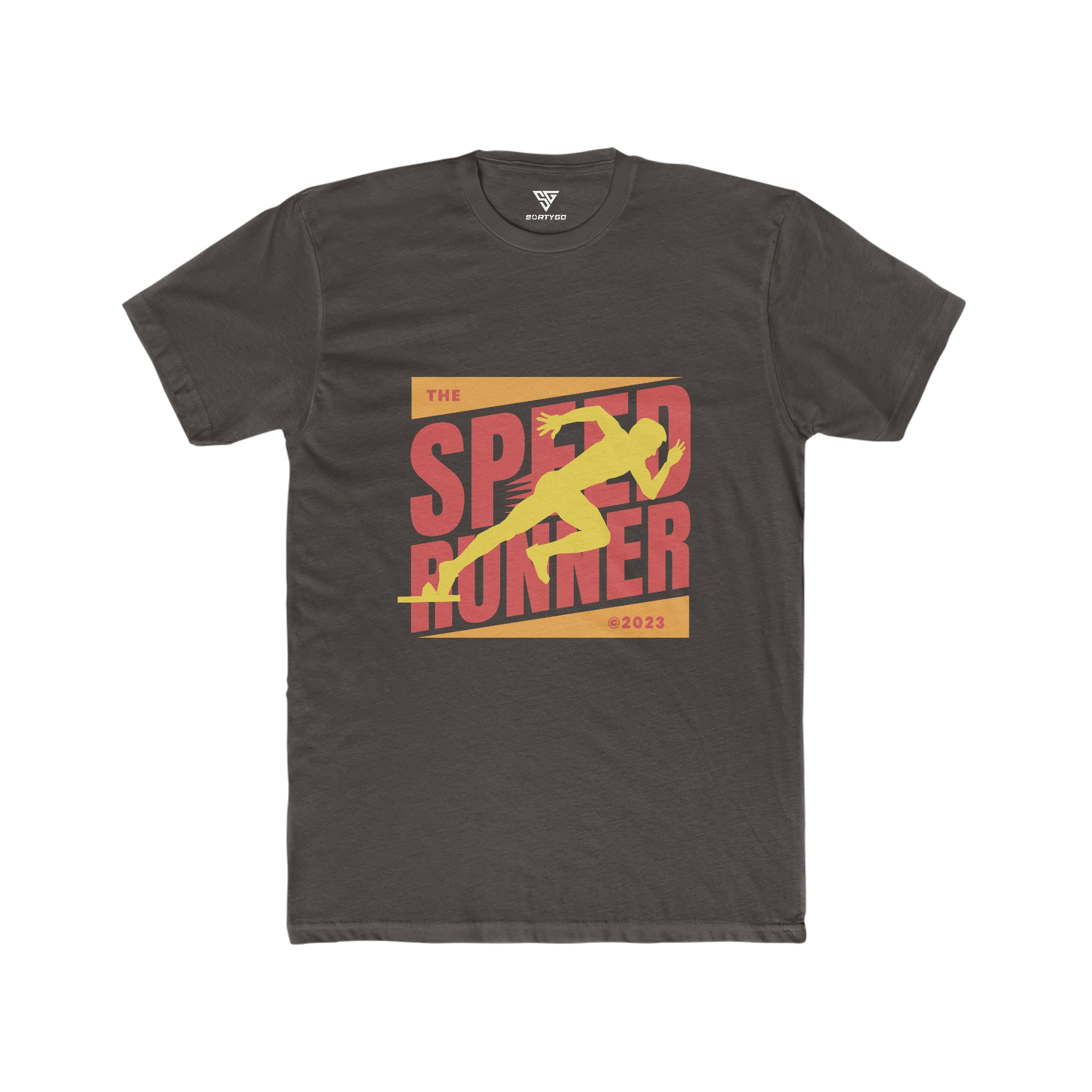 SORTYGO - Speed Runner Men Fitted T-Shirt in Solid Dark Chocolate
