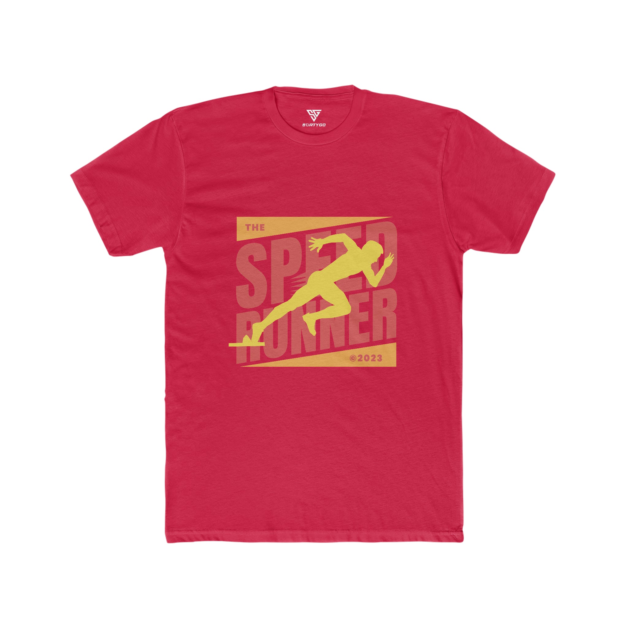 SORTYGO - Speed Runner Men Fitted T-Shirt in Solid Red