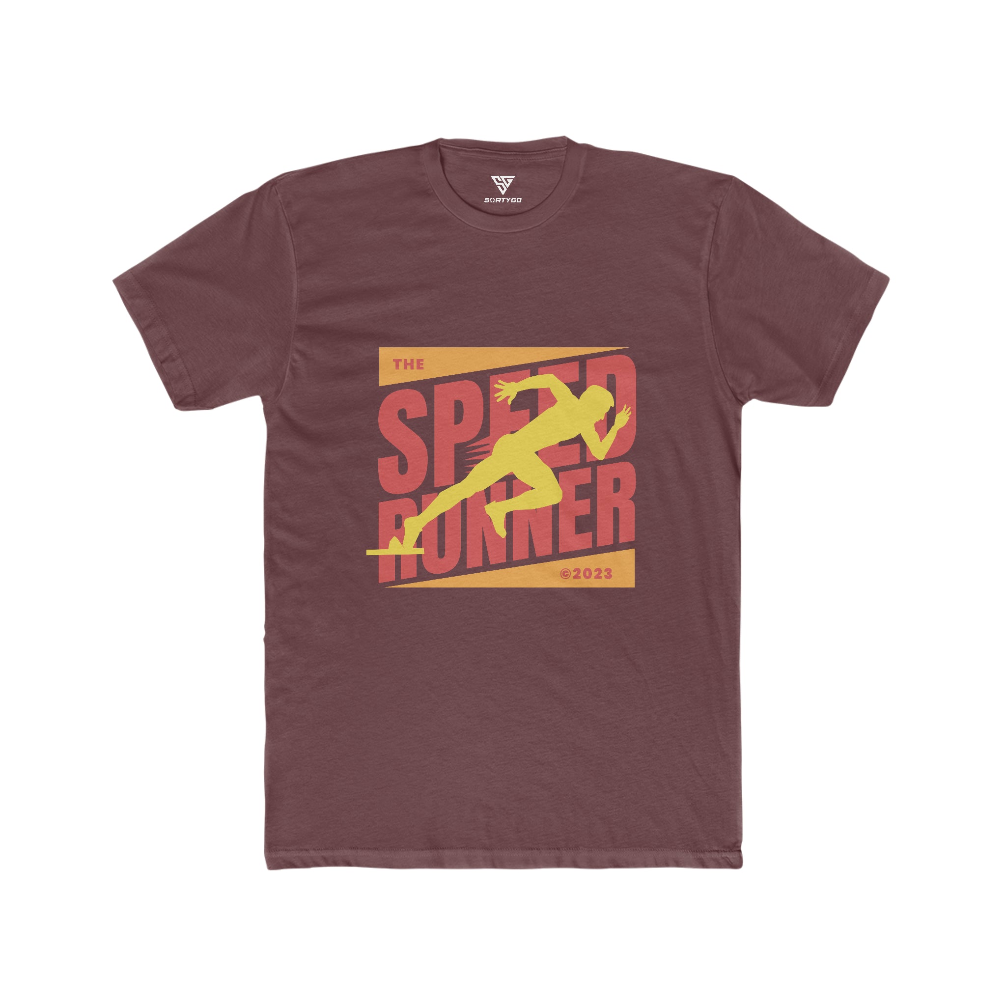 SORTYGO - Speed Runner Men Fitted T-Shirt in Solid Maroon