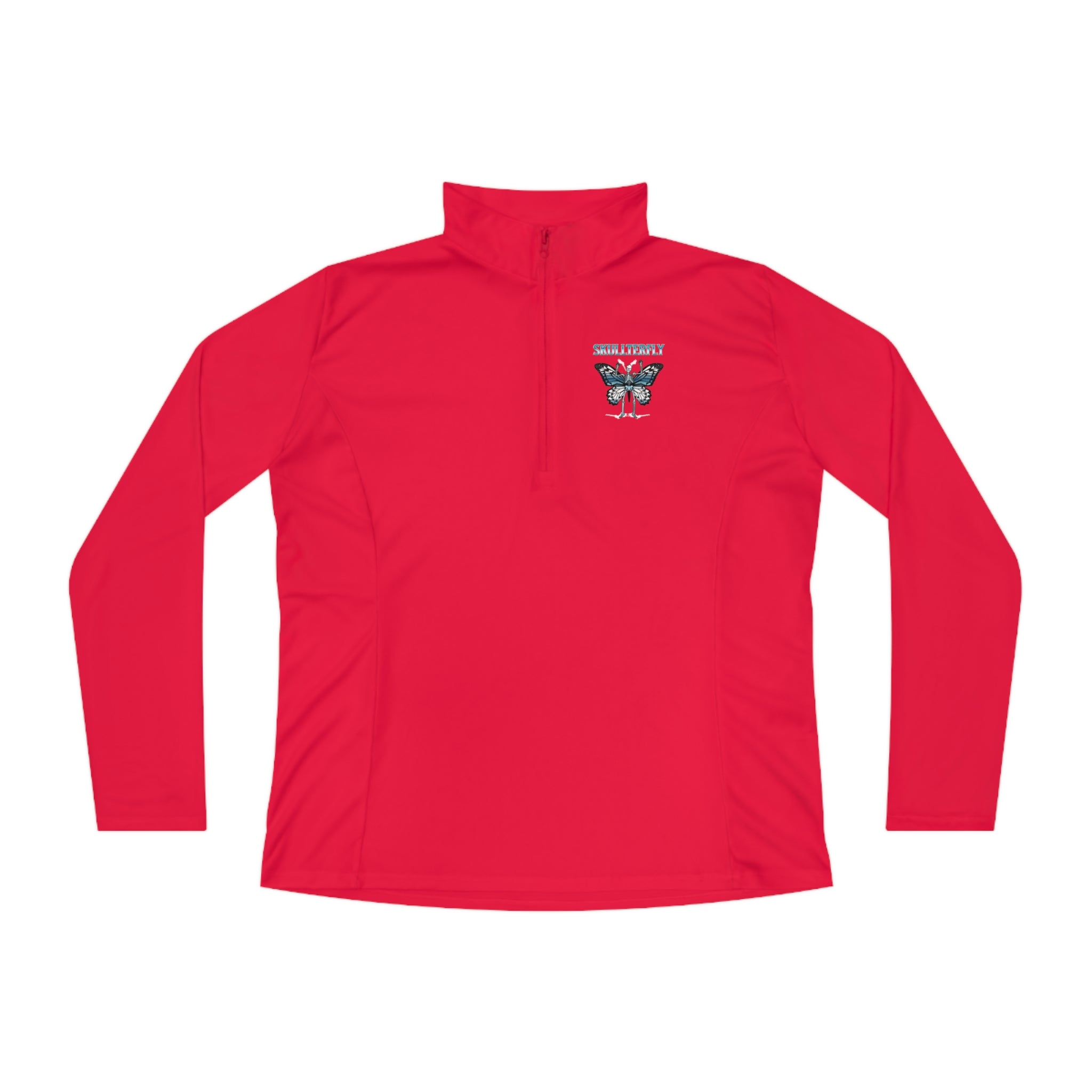 SORTYGO - Skullterfly Women Quarter Zip Pullover in True Red