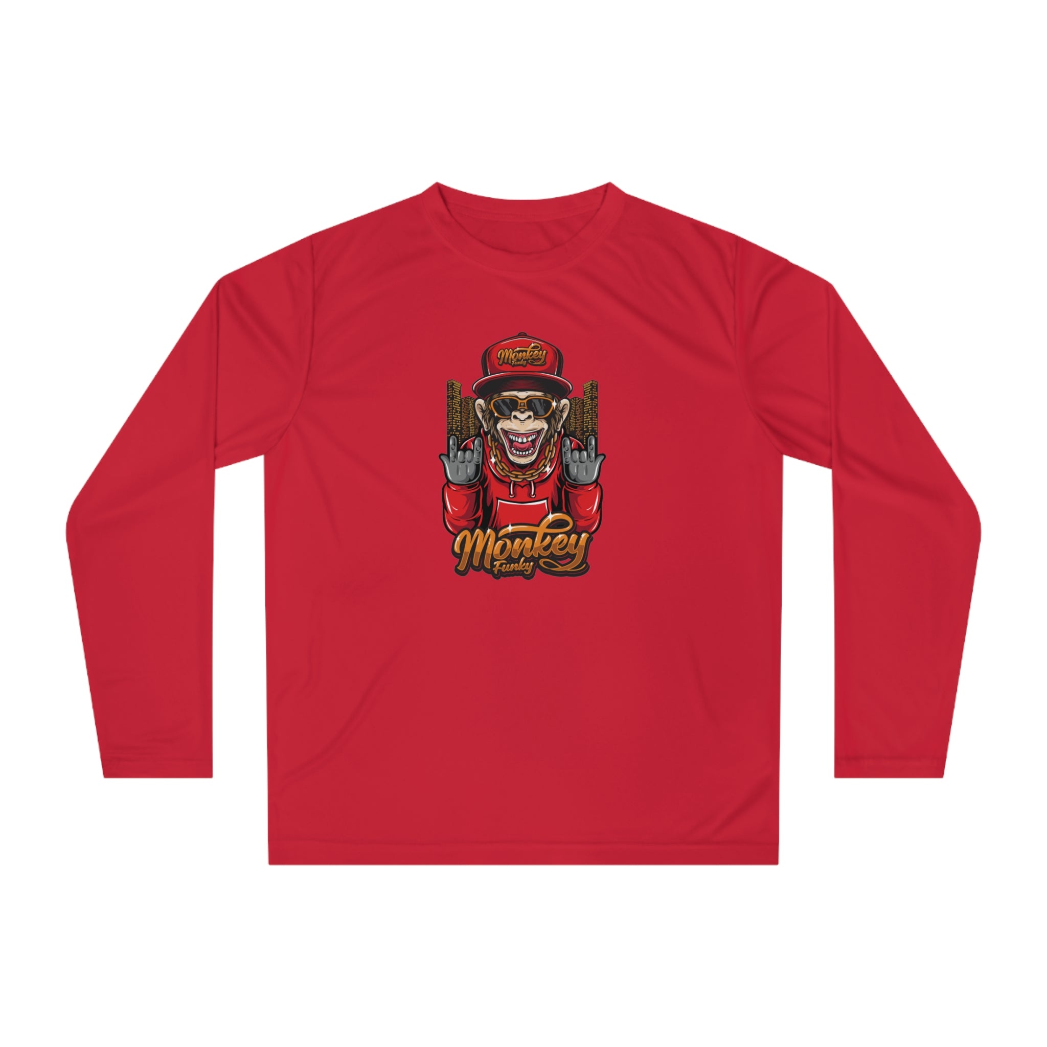 SORTYGO - Monkey Funky Women Performance Long Sleeve Shirt in Sport Red