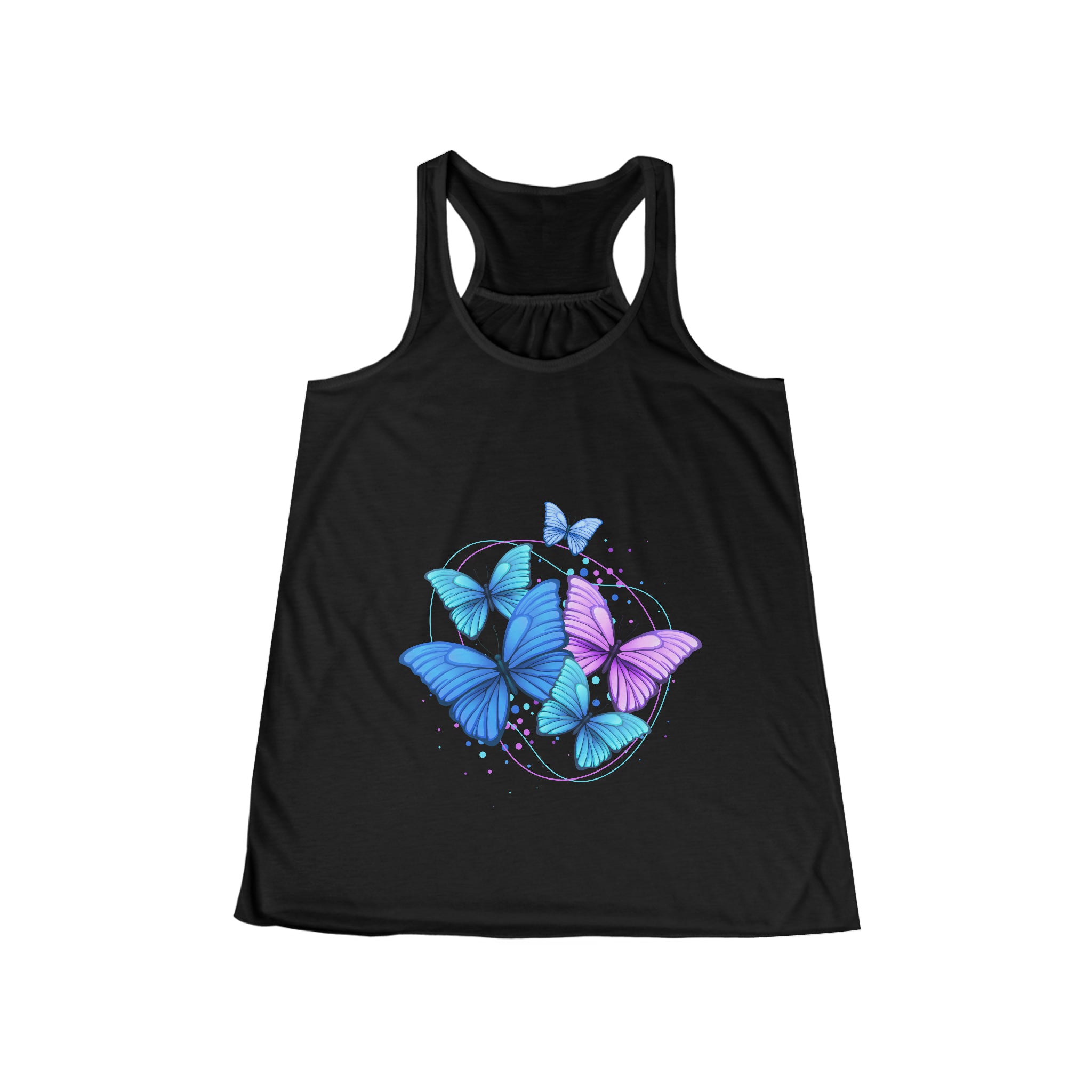 SORTYGO - Fluttering Beauty Butterfly Women Flowy Racerback Tank in Black