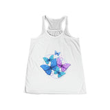 SORTYGO - Fluttering Beauty Butterfly Women Flowy Racerback Tank in White