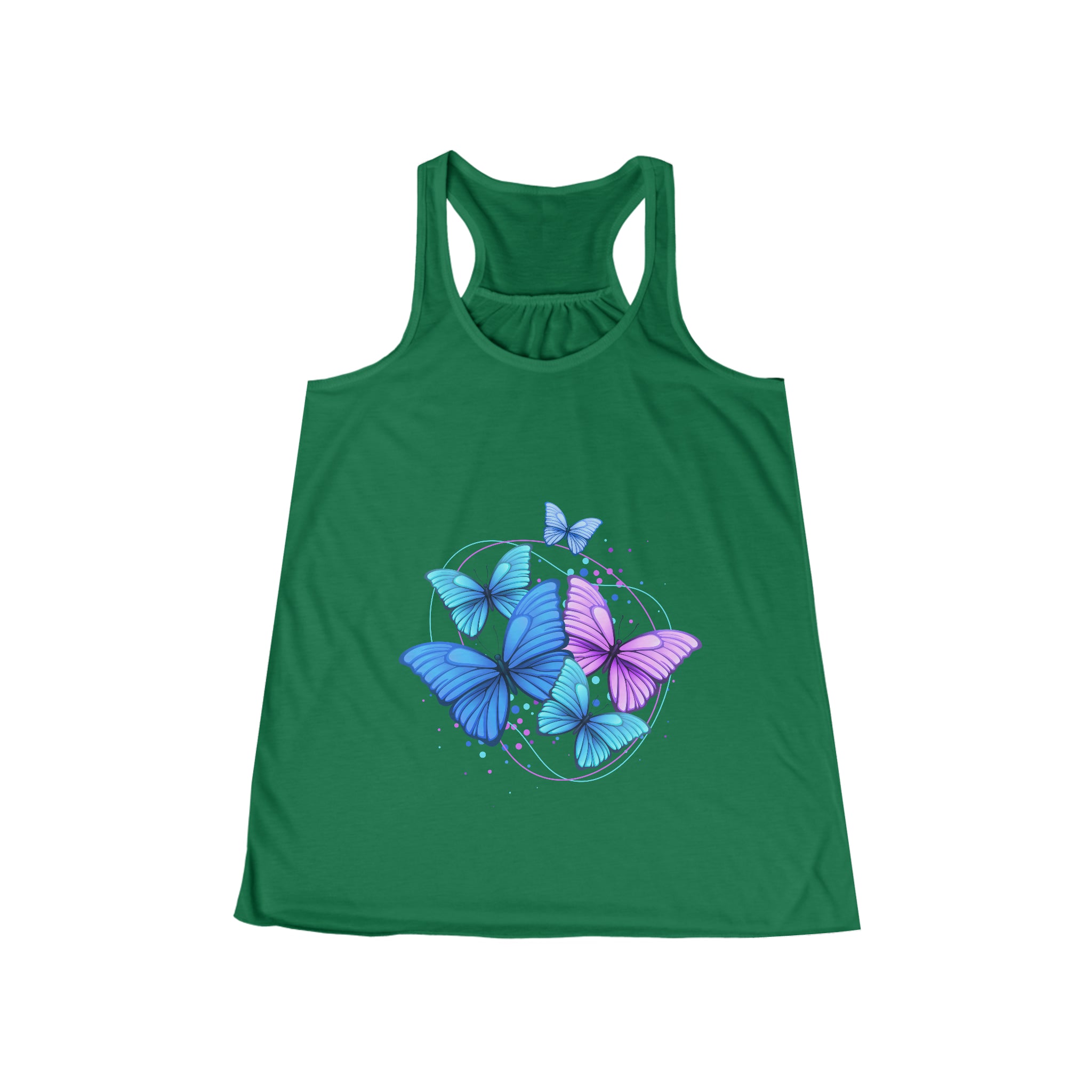 SORTYGO - Fluttering Beauty Butterfly Women Flowy Racerback Tank in Kelly