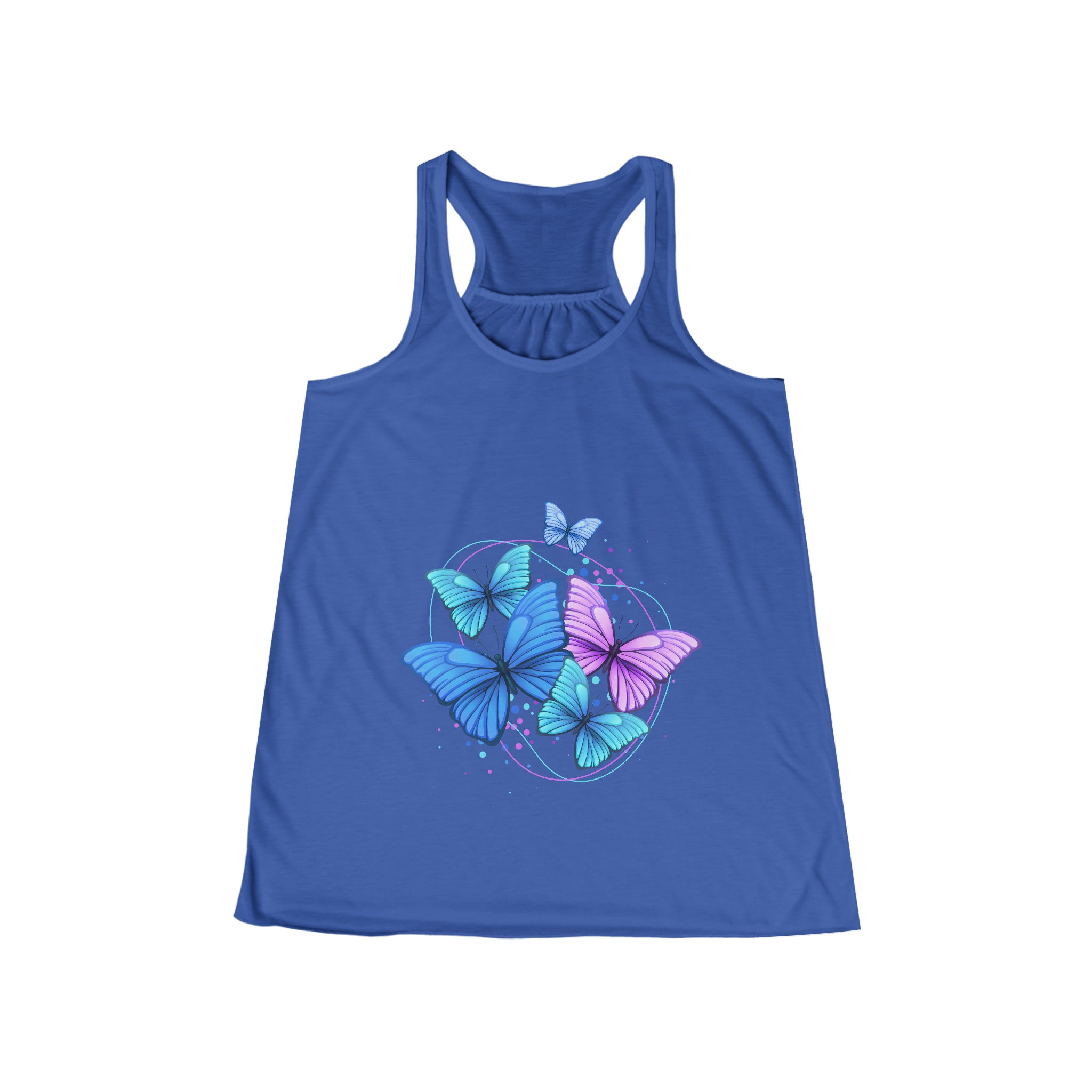 SORTYGO - Fluttering Beauty Butterfly Women Flowy Racerback Tank in True Royal