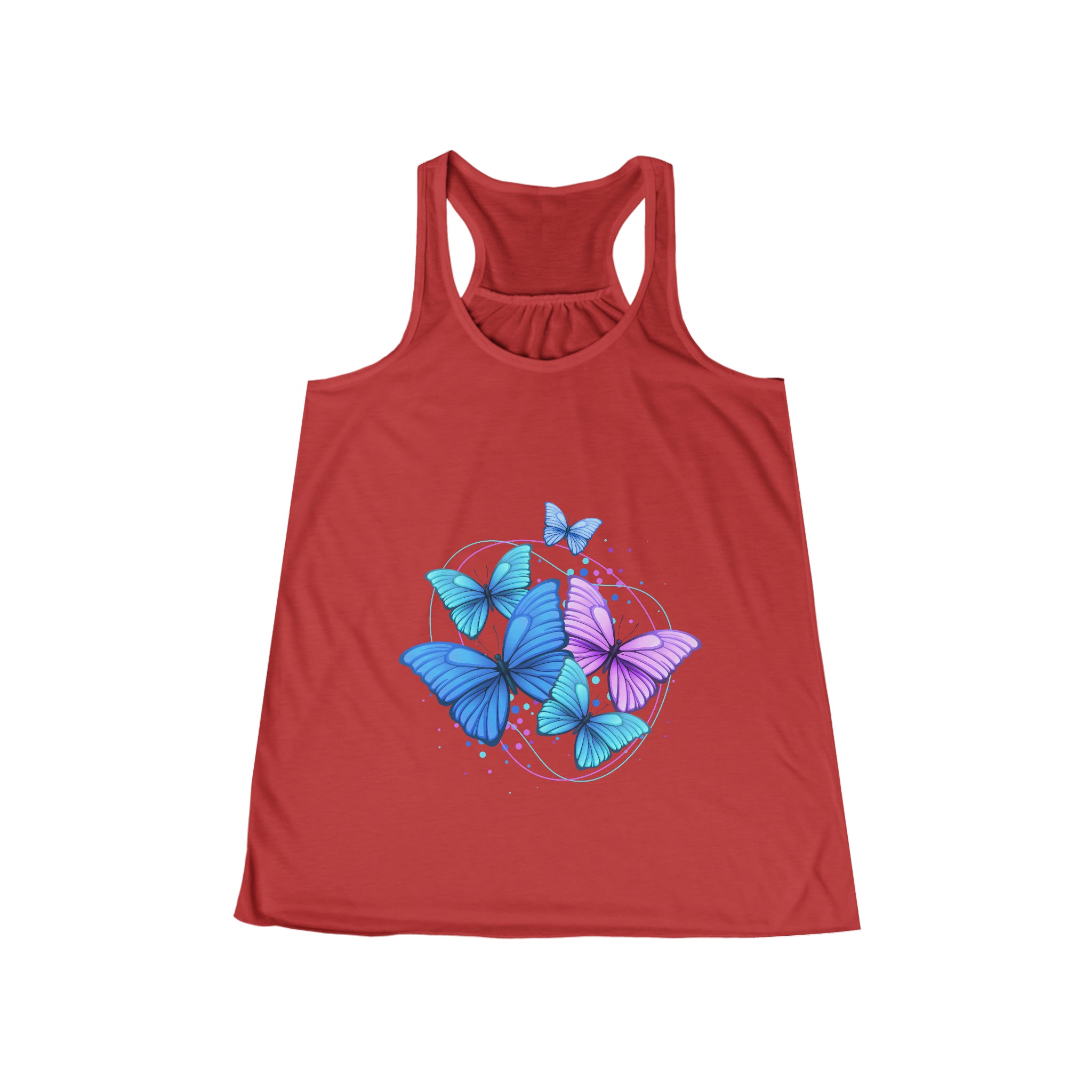 SORTYGO - Fluttering Beauty Butterfly Women Flowy Racerback Tank in Red