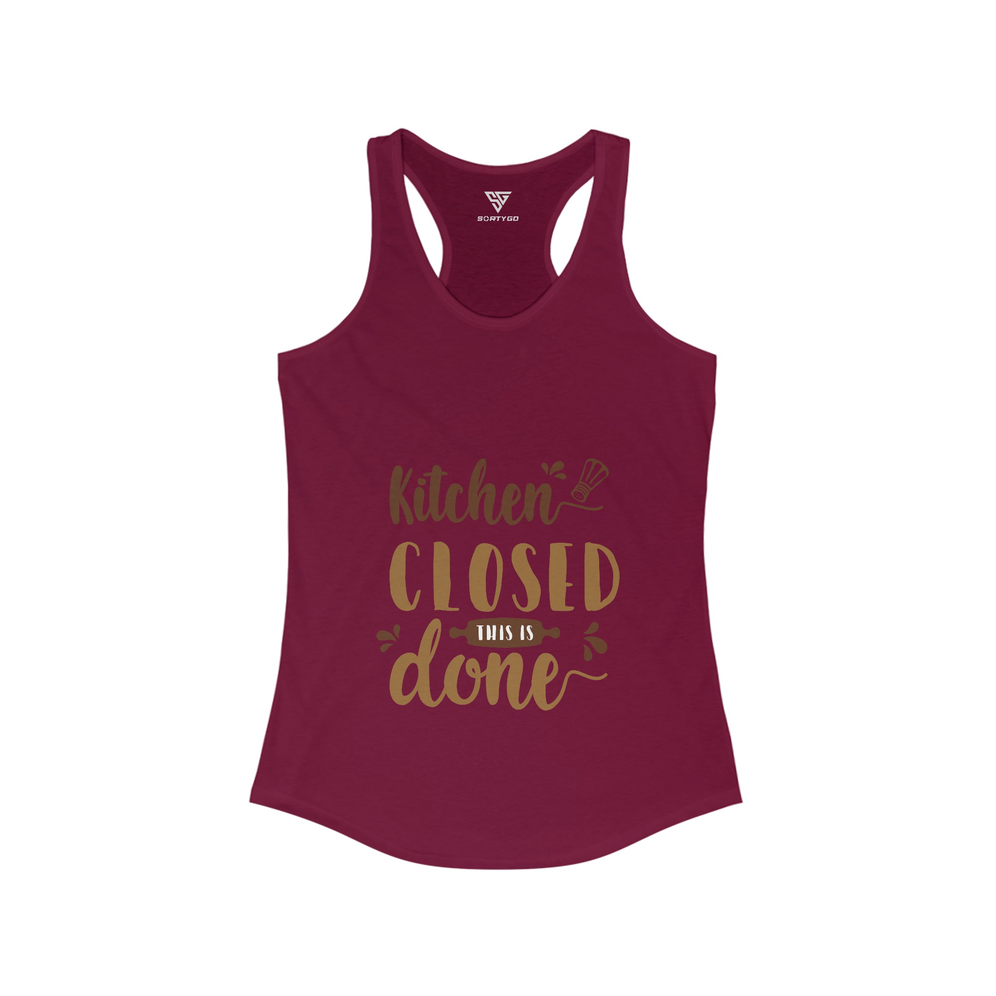 SORTYGO - Kitchen Closed Women Ideal Racerback Tank in Solid Cardinal Red