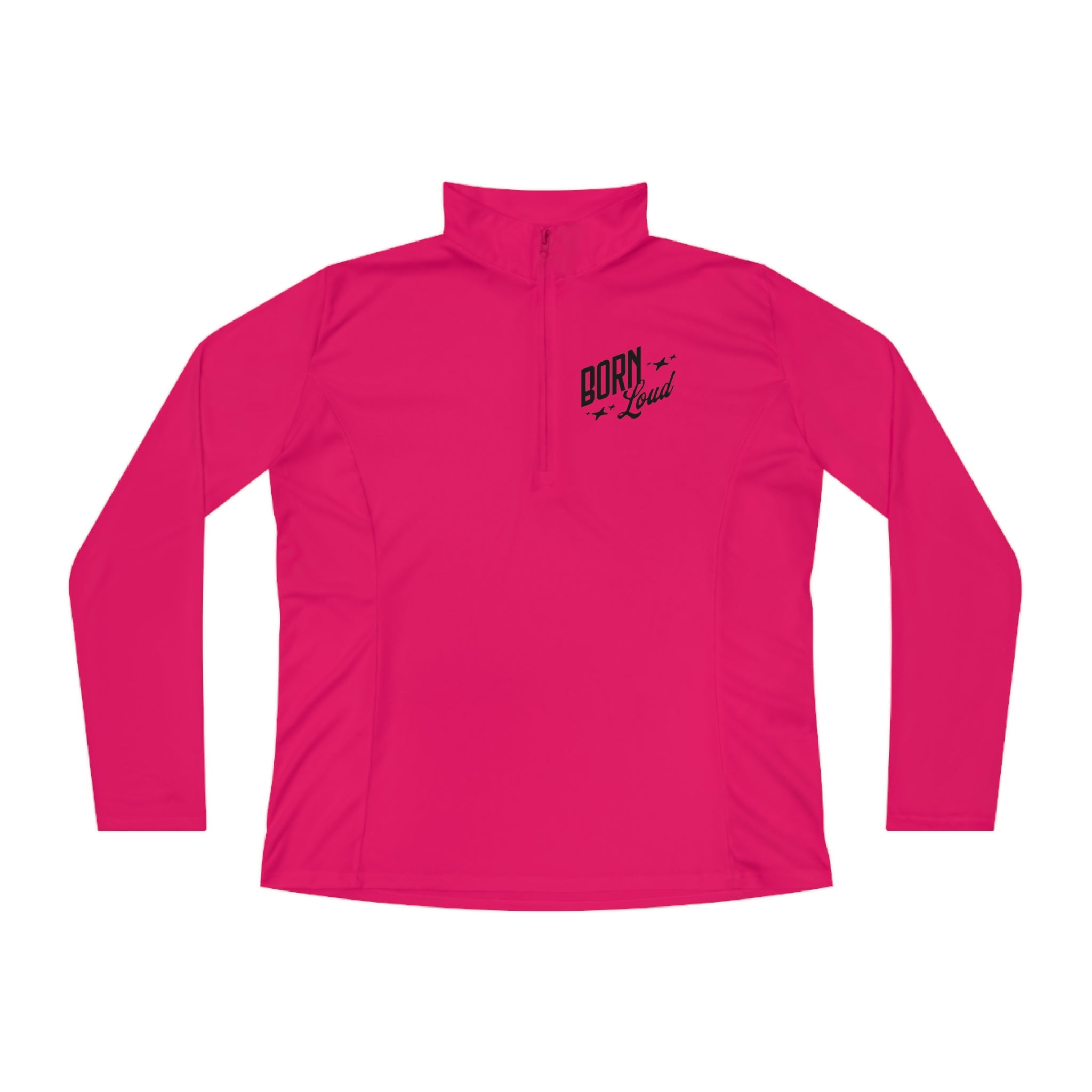 SORTYGO - Born Loud Women Quarter Zip Pullover in Pink Raspberry S