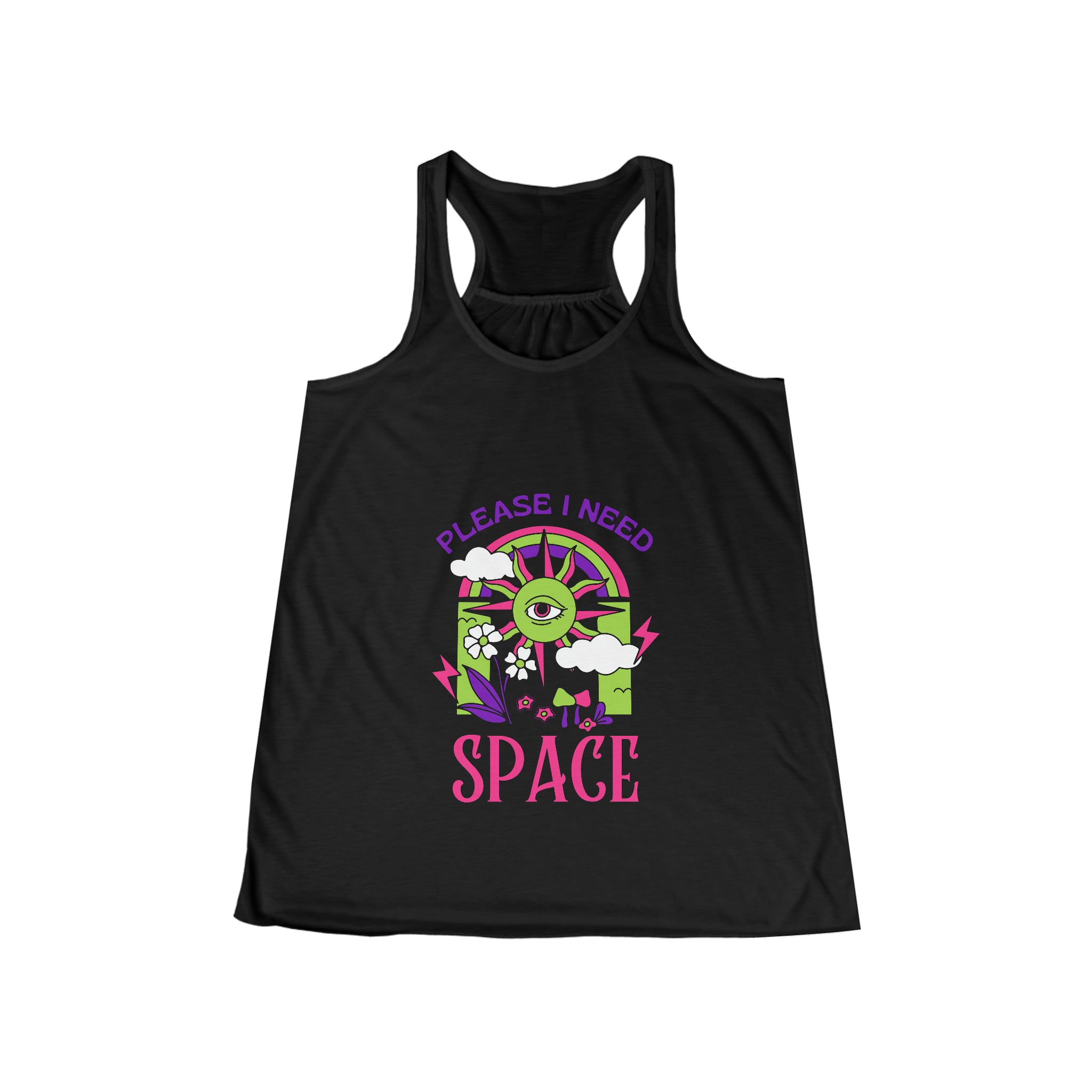SORTYGO - Need Space Women Flowy Racerback Tank in Black