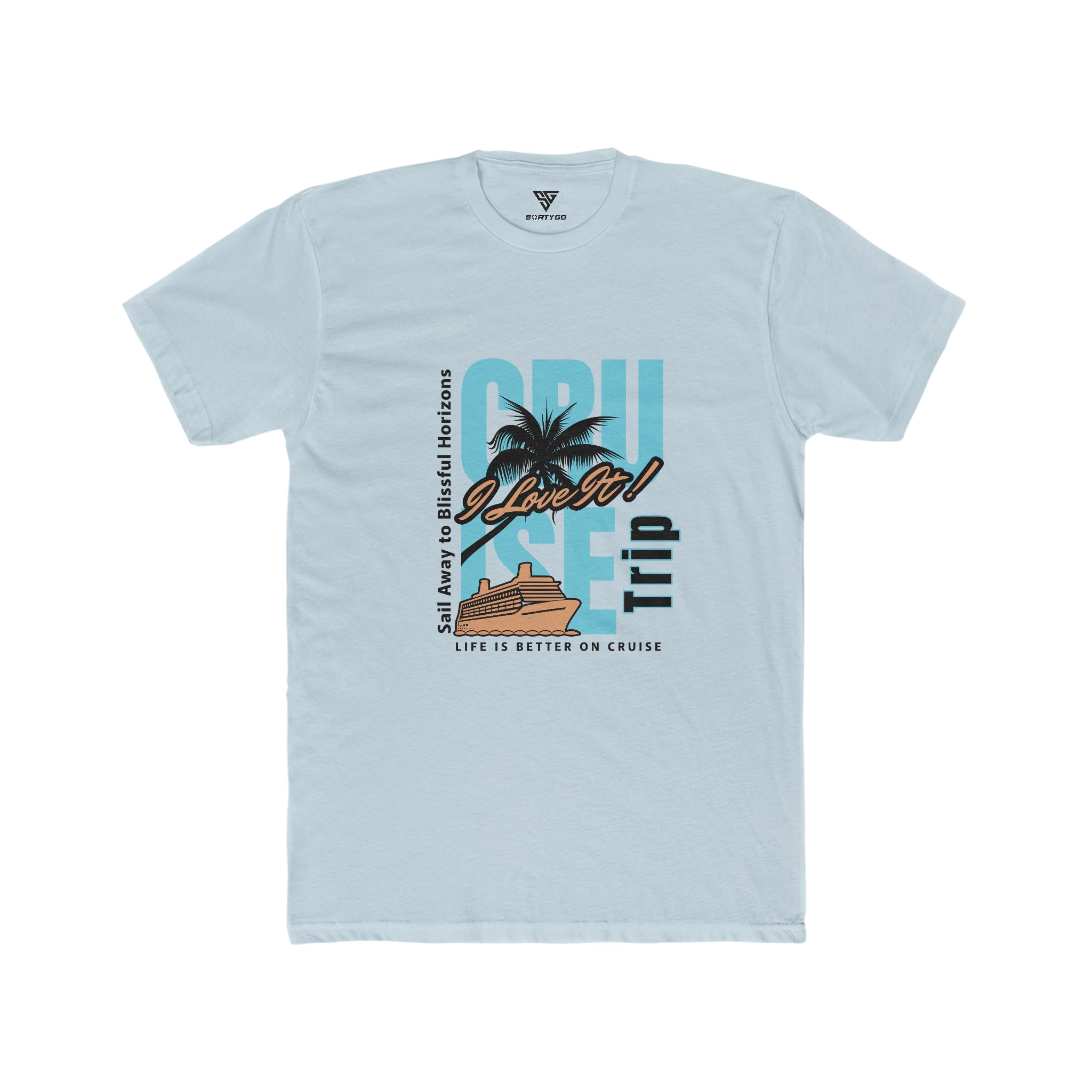 SORTYGO - Cruise Trip Men Fitted T-Shirt in Solid Light Blue