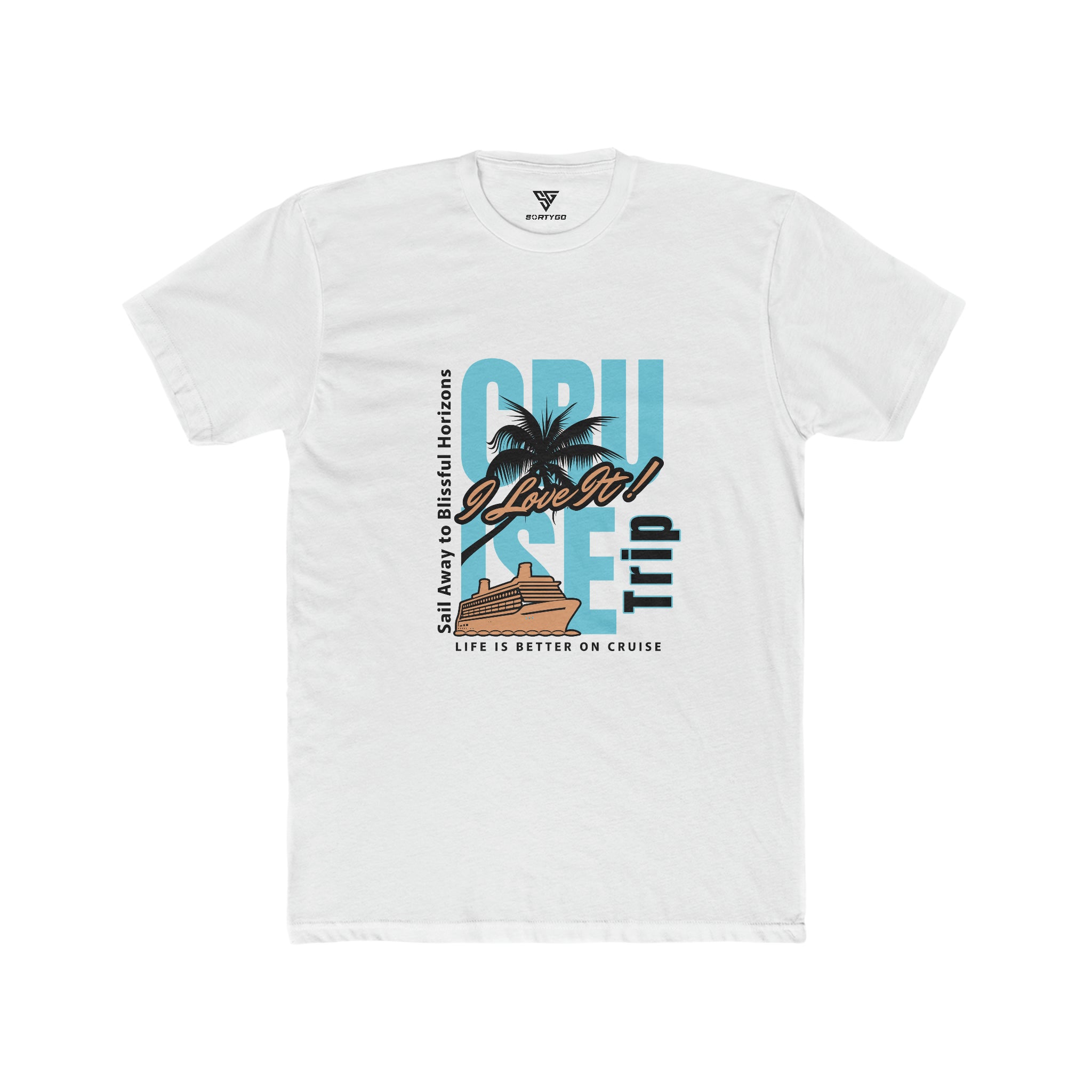 SORTYGO - Cruise Trip Men Fitted T-Shirt in Solid White