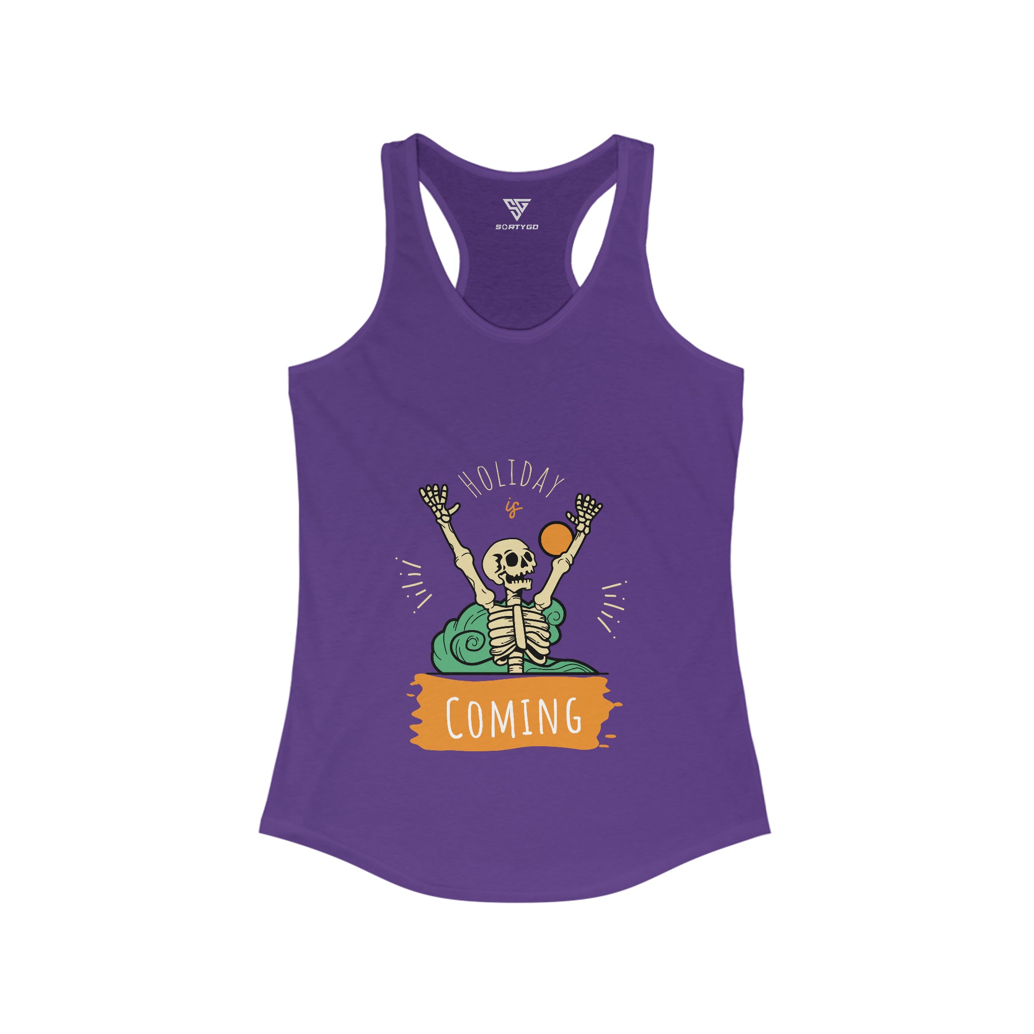 SORTYGO - Holiday is Coming Women Ideal Racerback Tank in Solid Purple Rush