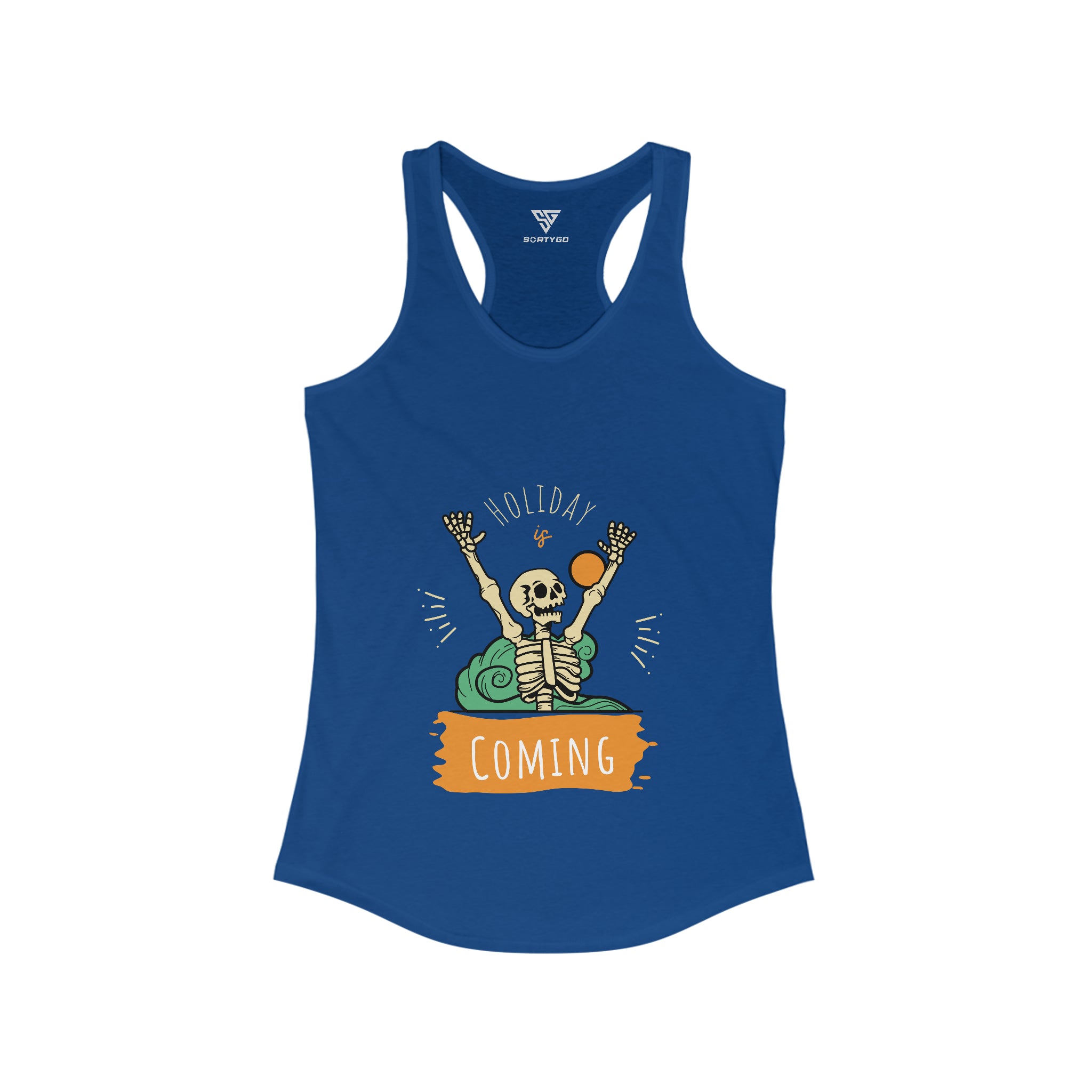 SORTYGO - Holiday is Coming Women Ideal Racerback Tank in Solid Royal
