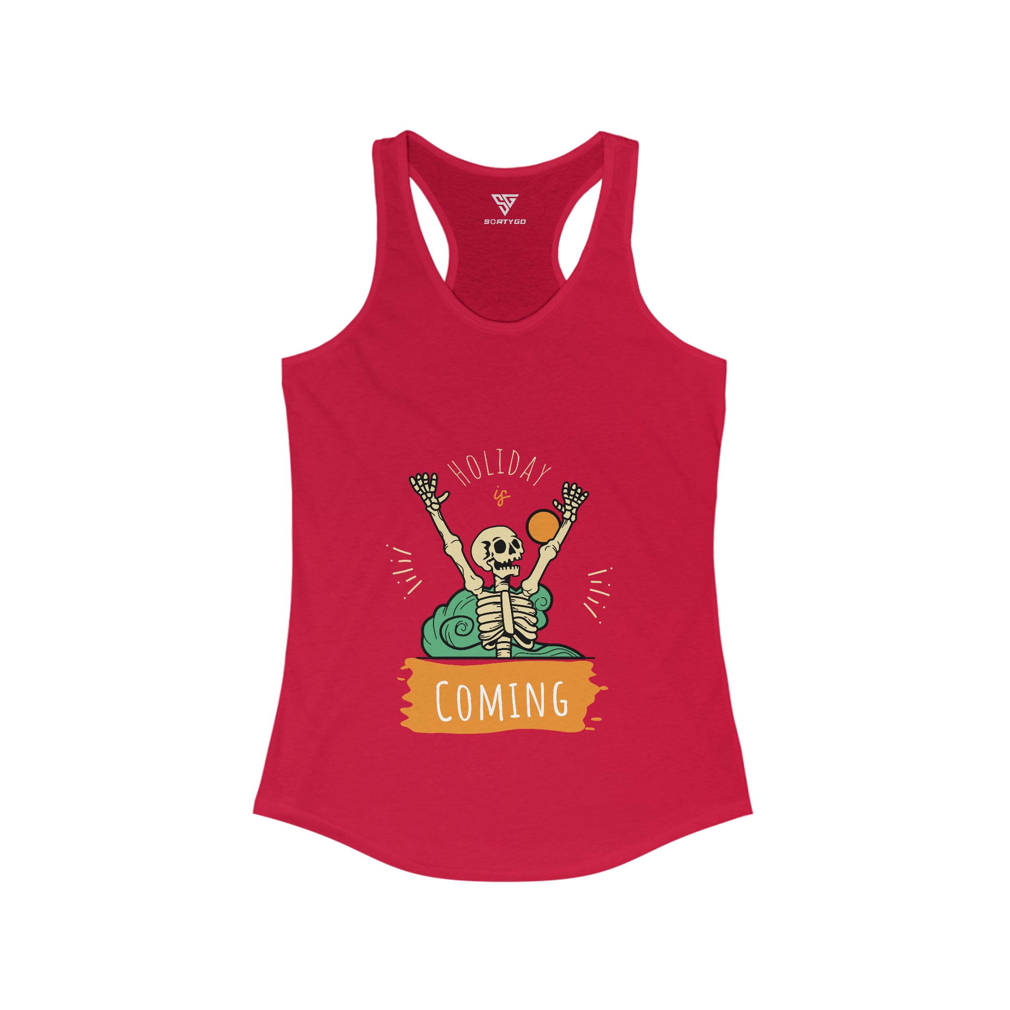 SORTYGO - Holiday is Coming Women Ideal Racerback Tank in Solid Red