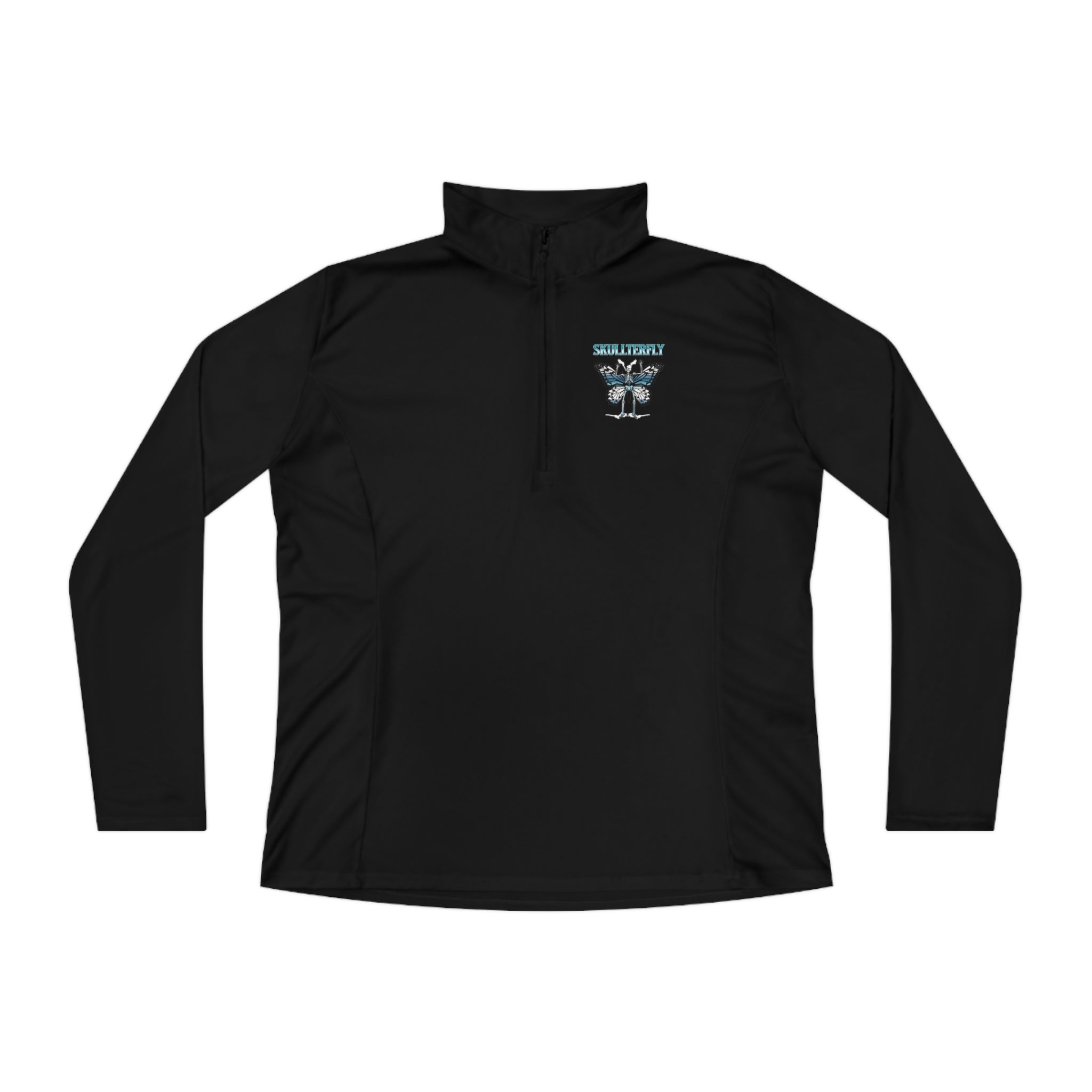 SORTYGO - Skullterfly Women Quarter Zip Pullover in Black