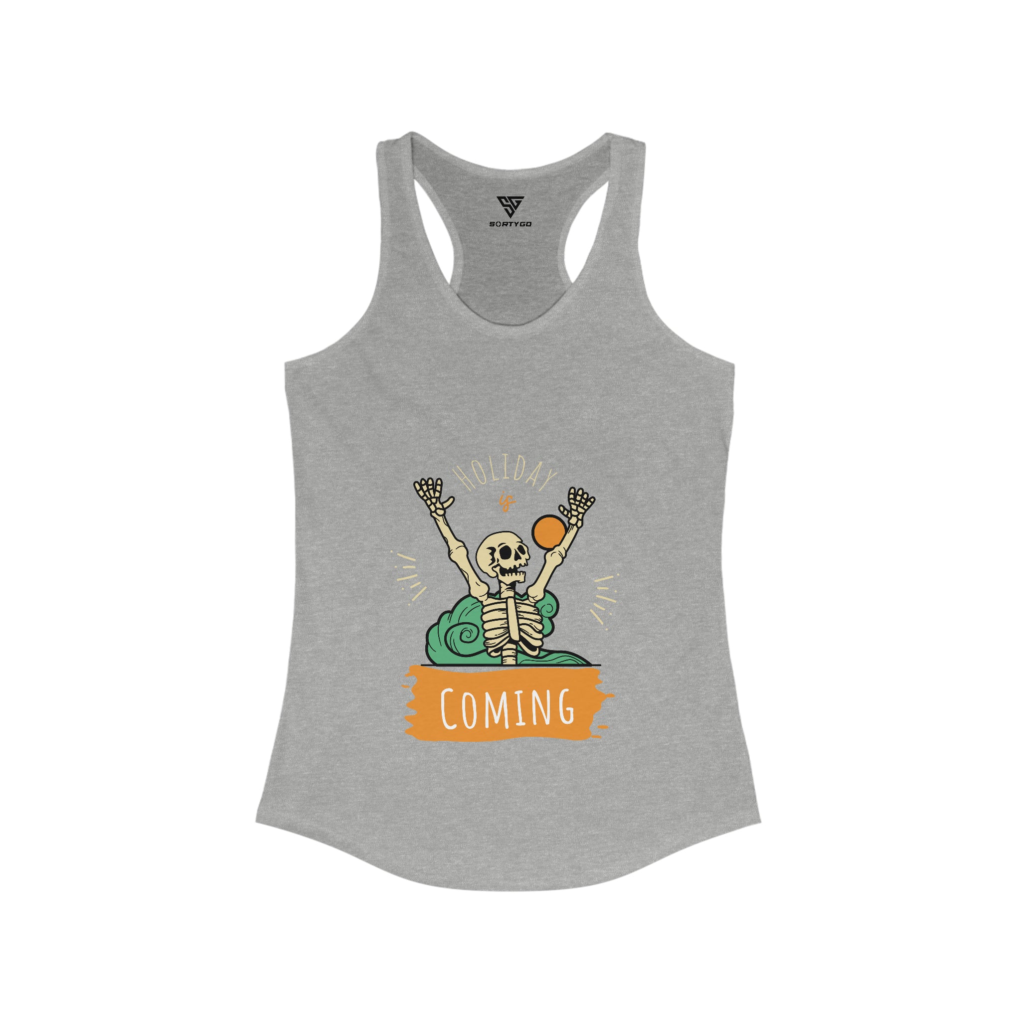 SORTYGO - Holiday is Coming Women Ideal Racerback Tank in Heather Grey