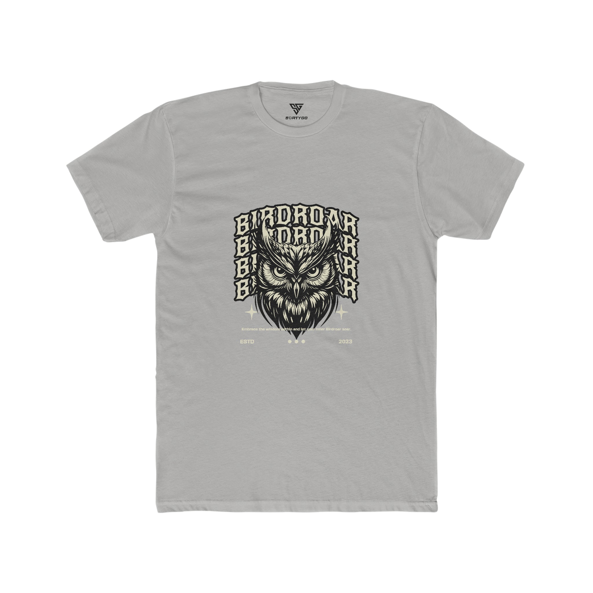 SORTYGO - Birdroar Men Fitted T-Shirt in Solid Light Grey