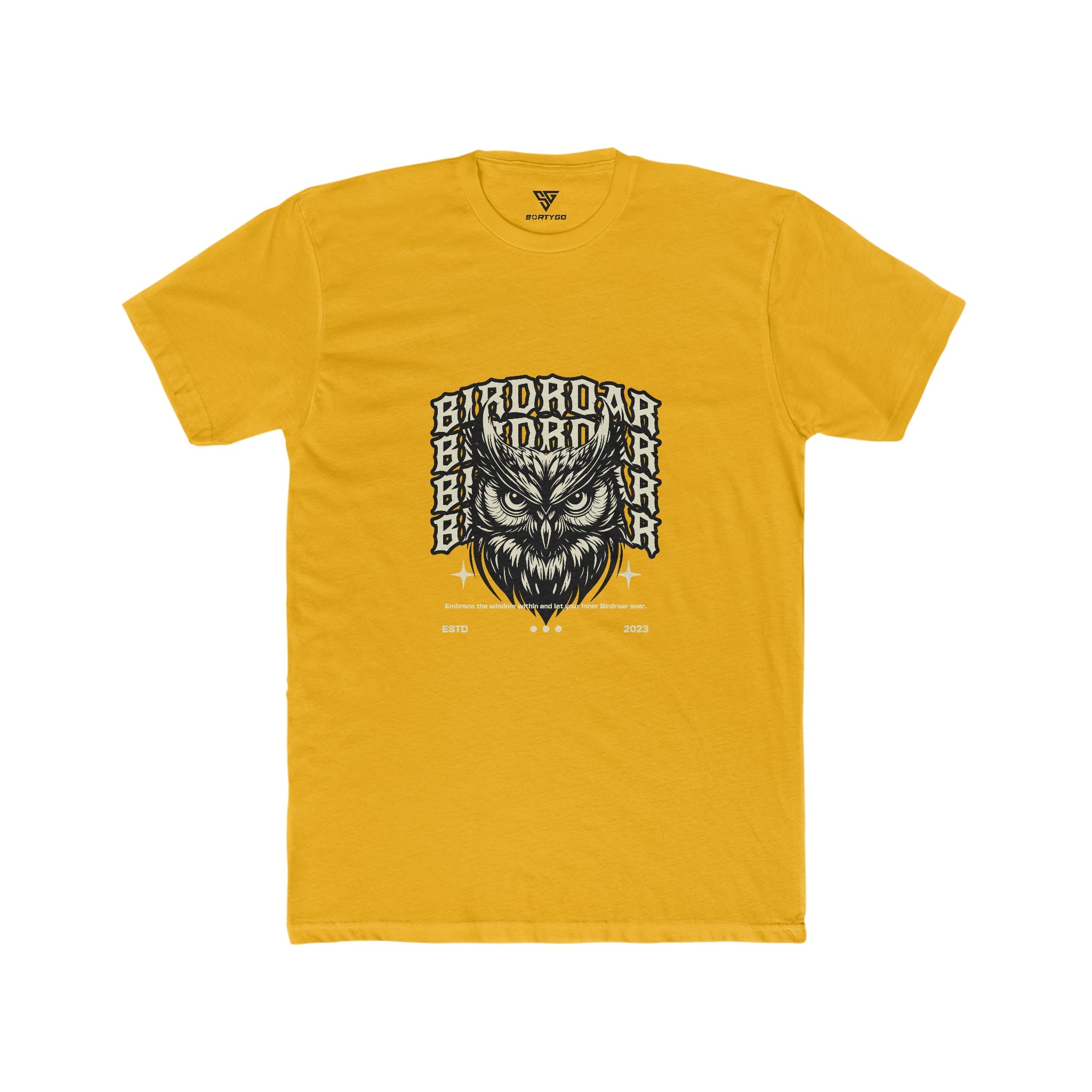SORTYGO - Birdroar Men Fitted T-Shirt in Solid Gold